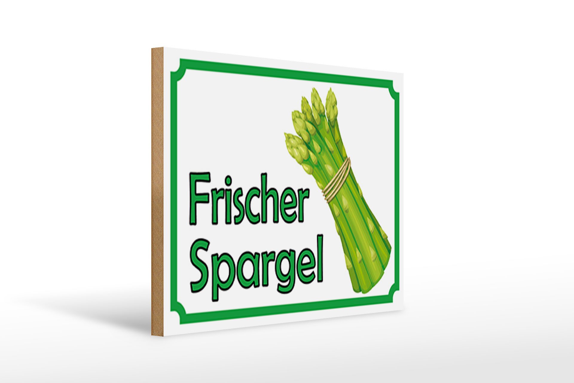 Holzbild Hinweis 40x30cm frischer Spargel Restaurant