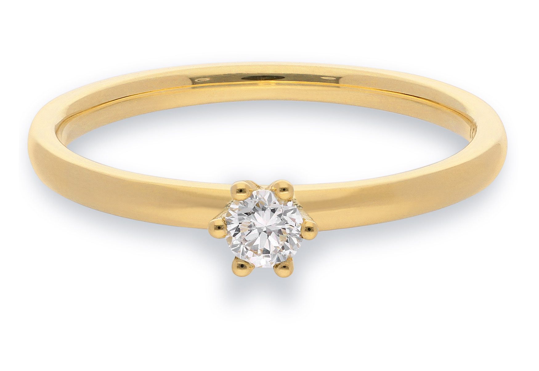 trendor Solitärring Damen-Diamant585/14K Gold Brillant 0,14 ct
