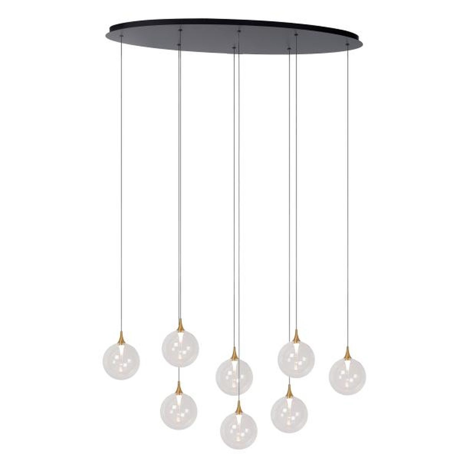 Licht-Erlebnisse Pendelleuchte WERIN, LED fest integriert, Warmweiß, LED Glas Metall H: max. 150 cm Schwarz Kugelschirm 350 lm Modern