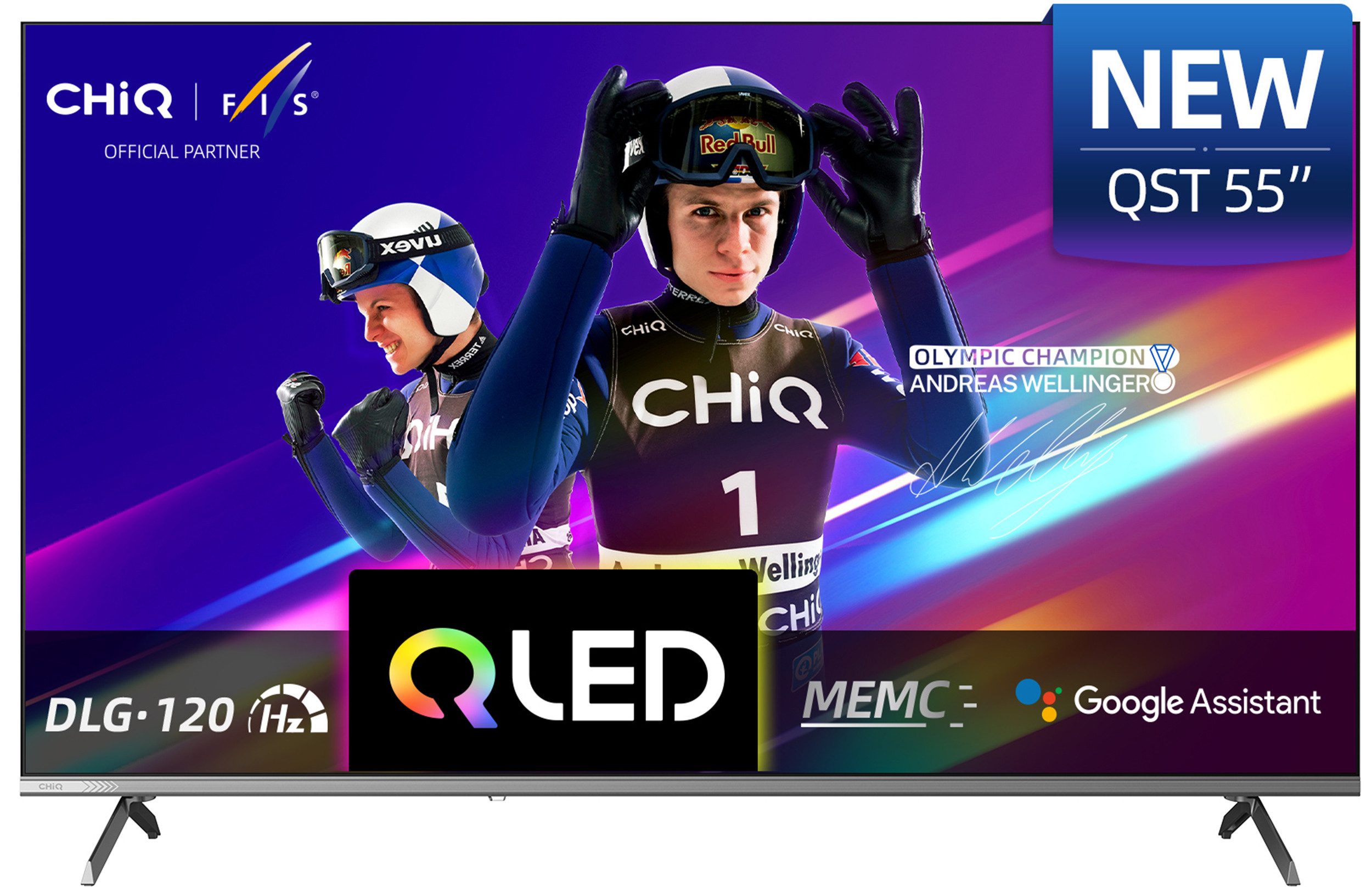 CHiQ U55QST QLED-Fernseher (139 cm/55 Zoll, 4K Ultra HD, Smart-TV, 4k UHD TV, Google TV, QLED TV, QLED Fernseher, ALLM&VRR, MEMC, DVB-T/T2, DVB-C, DVB-S/S2)