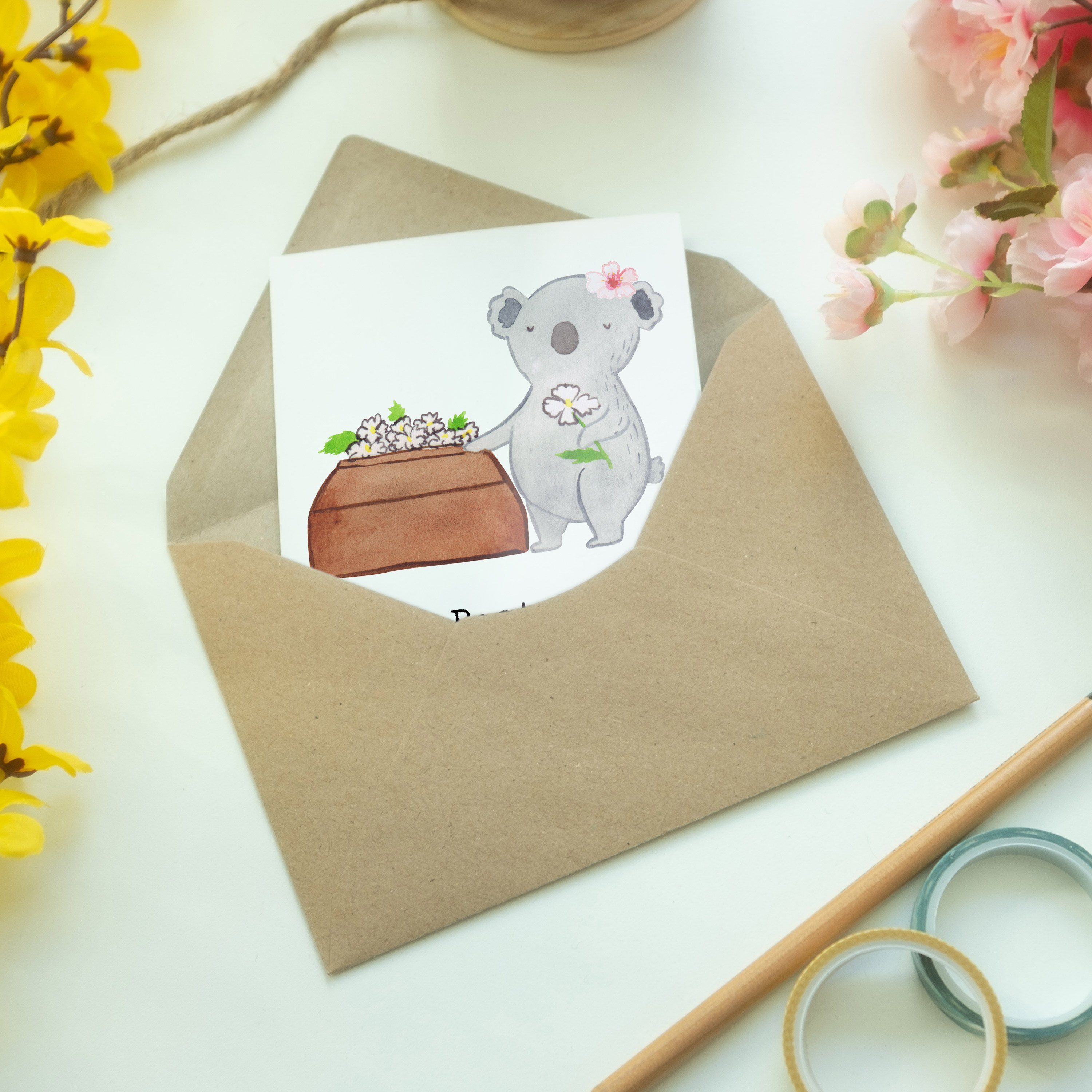 Klappkarte mit Herz & Glückwunschkarte, Geschenk, Grußkarte Mrs. - - Panda Bestatterin Weiß Mr.