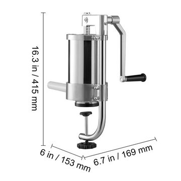 VEVOR Wurstfüllaufsatz Manueller Wurstfüller Wurstfüllmaschine 1,5 L, Edelstahl + Aluminium