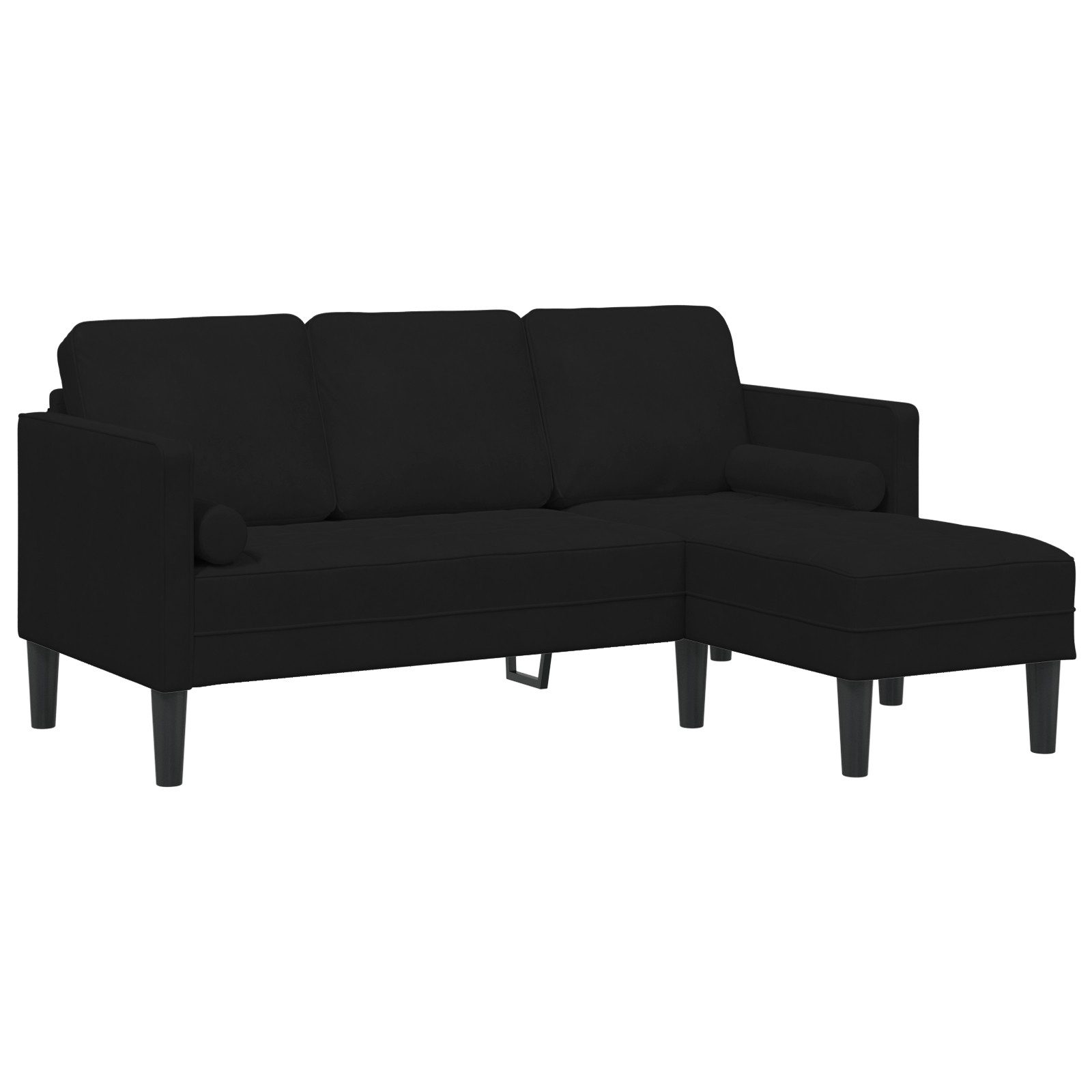 vidaXL Sofa 3-Sitzer Sofa mit Chaise L-förmig Schwarz 160 cm Samt, 1 Teile günstig online kaufen