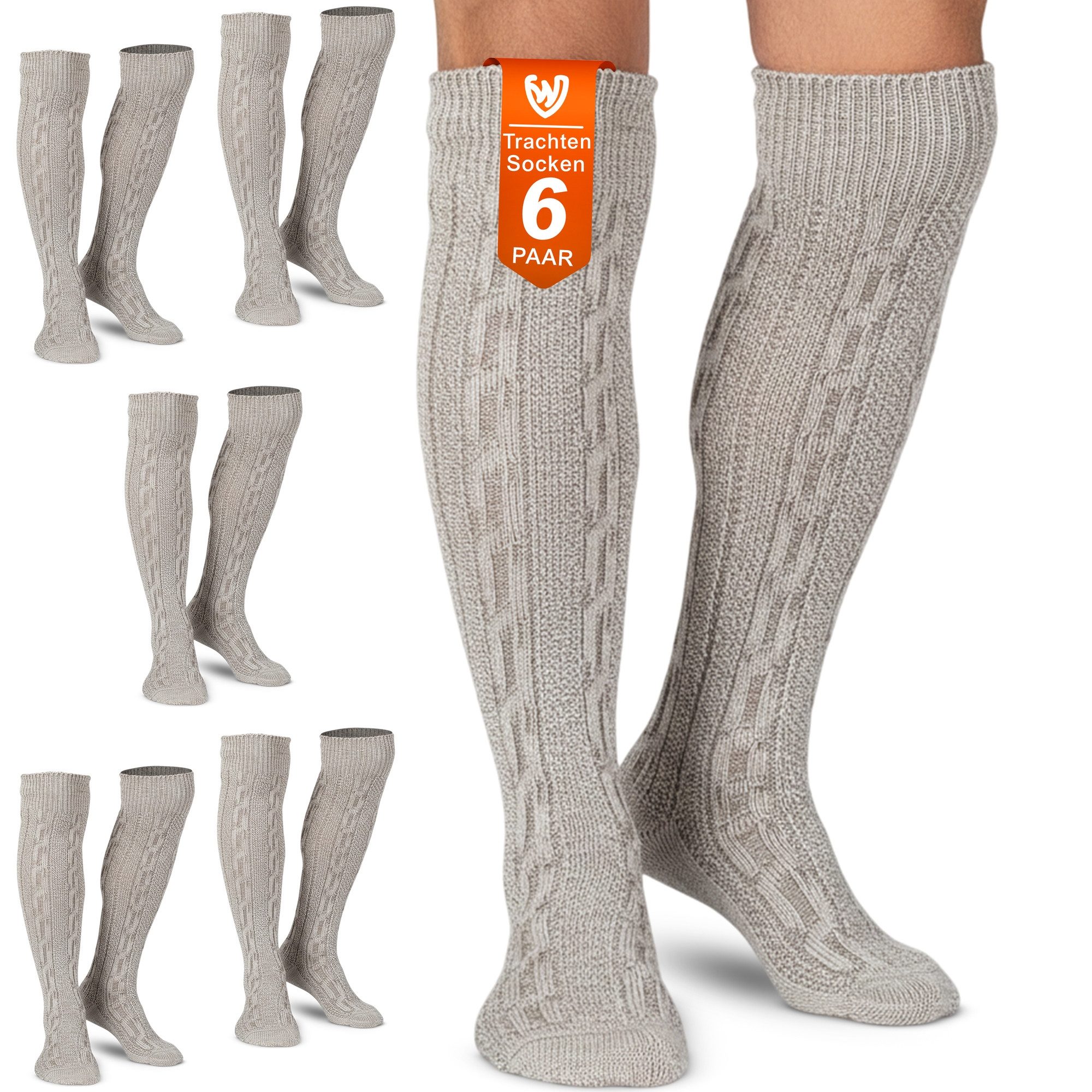 OMKA Trachtensocken GW250- 6xPaar AMZ (6er-Pack) 6er Pack Trachtenstrümpfe Lange Trachtensocken Strümpfe Socken 70cm