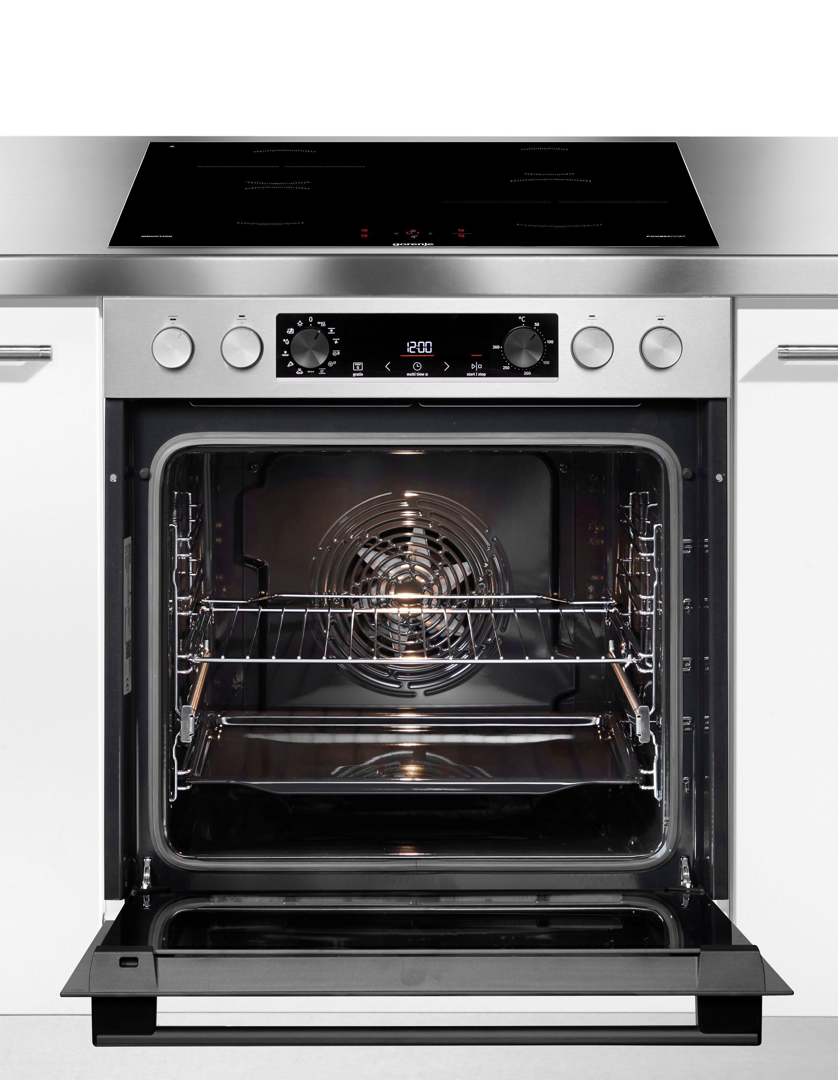 GORENJE Induktions Herd-Set Pacific Induktion 2021, mit 1-fach-Teleskopauszug, ecoClean Plus, Pizzafunktion mit 300 °C – perfekt für Pizza, Focaccia und mehr!
