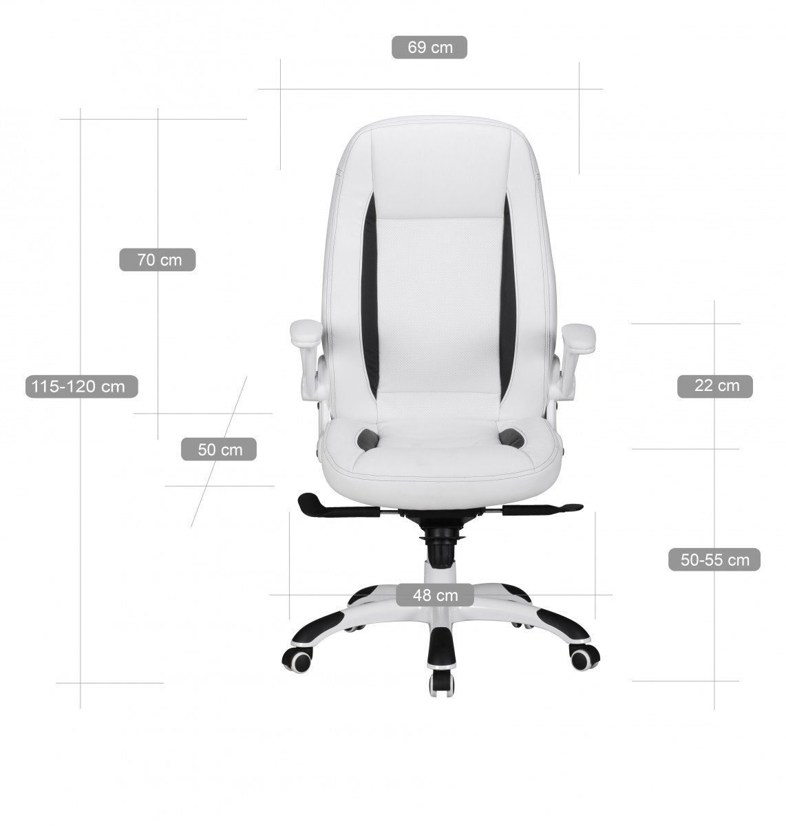 Drehbar, Schwarz, Armlehne Weiß Design), Racing (Kunstleder Bürostuhl / Schreibtischstuhl Drehstuhl mit Chefsessel SPM1.240 Amstyle