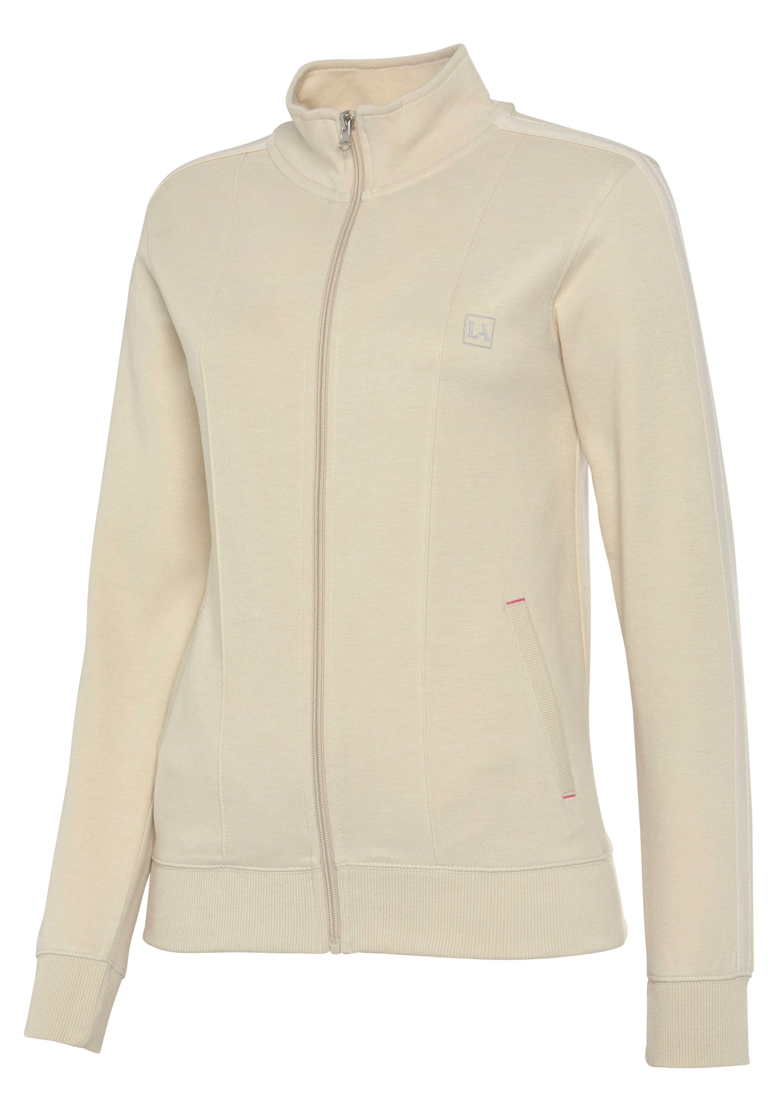 LASCANA ACTIVE Sweatjacke beige kontrastierendem Einsatz mit