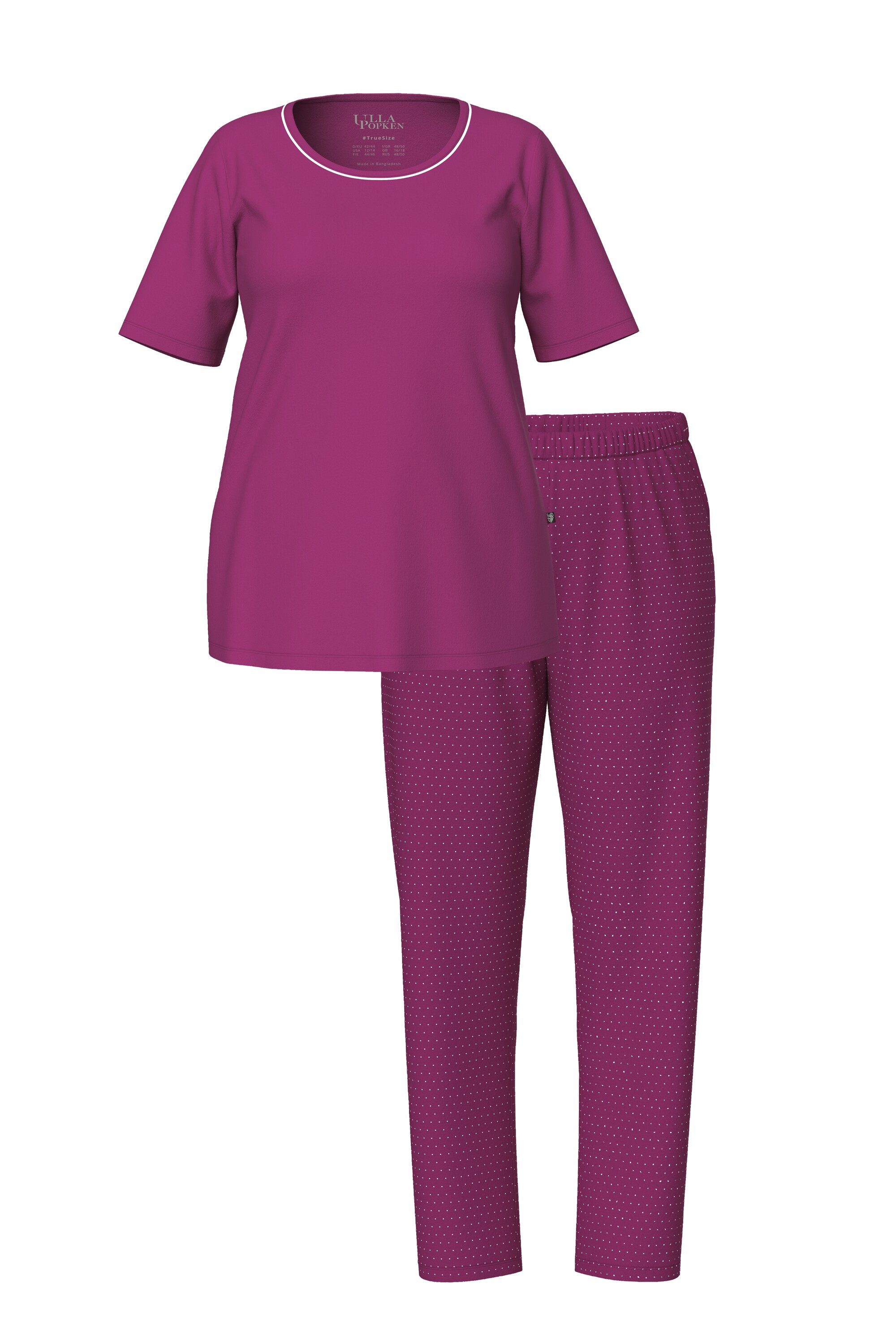 Ulla Popken Pyjama Pyjama Punkte Rundhalsausschnitt Halbarm günstig online kaufen