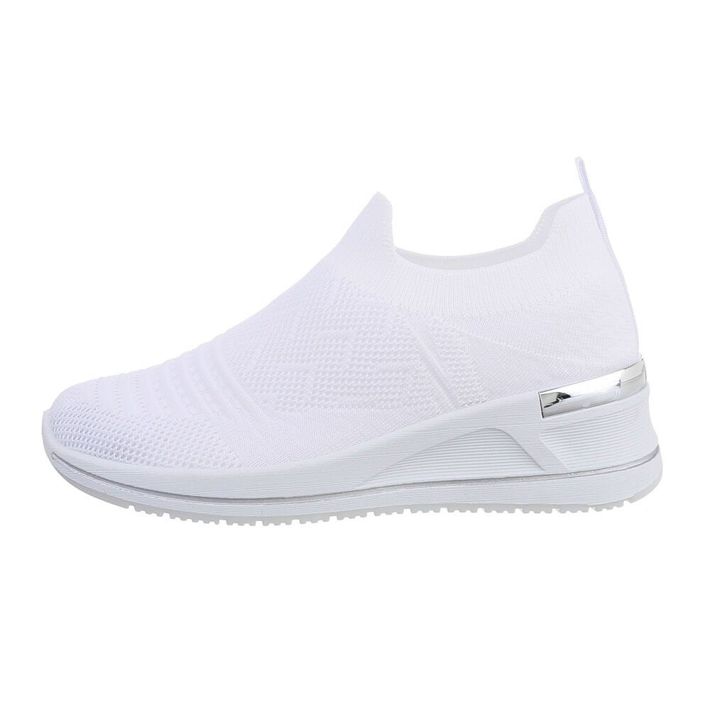 Sneaker Sneakers Low-Top Freizeit Weiß Low Damen Ital-Design Keilabsatz/Wedge in