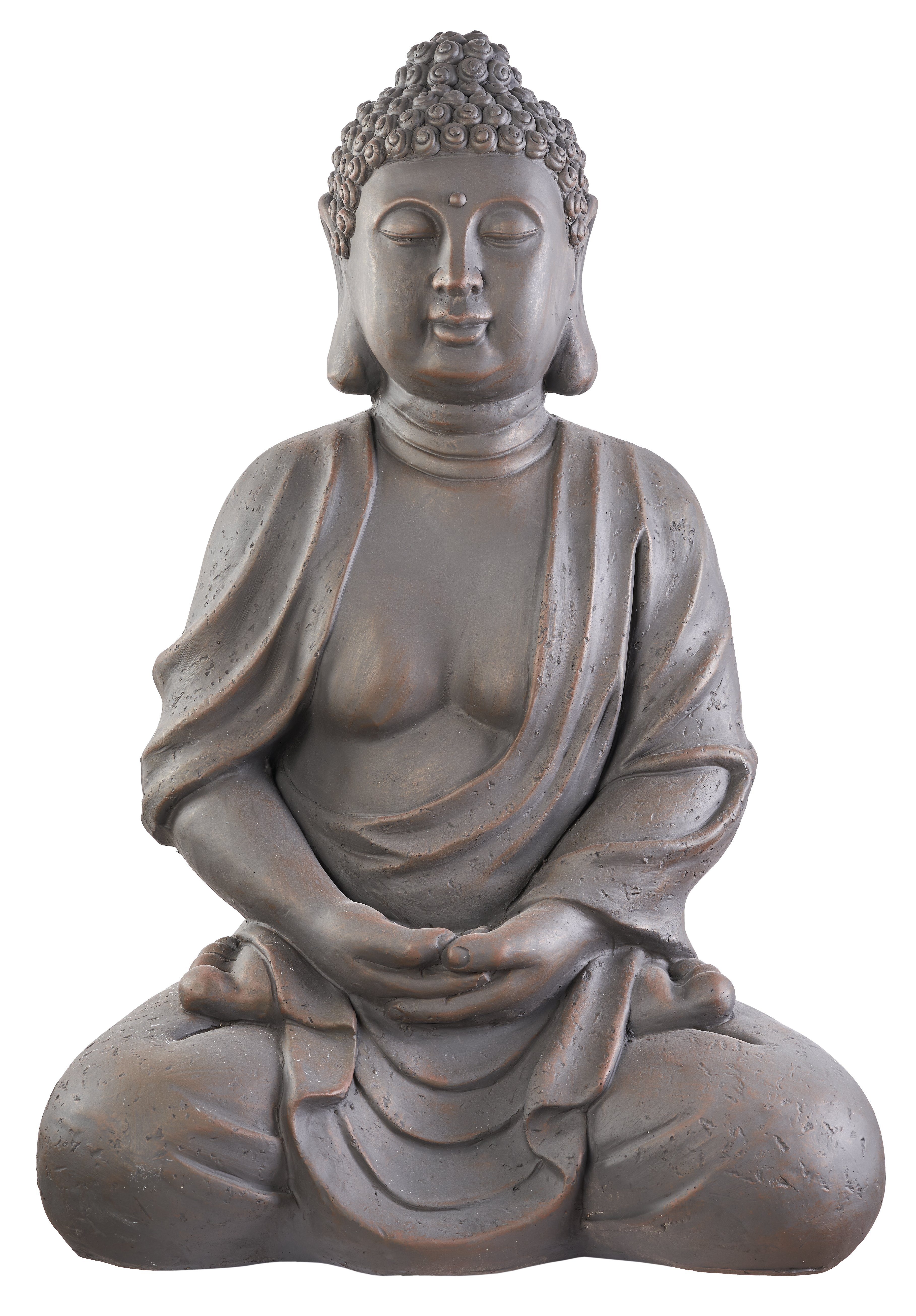 NEUSTEIN Buddhafigur XXXL Deko Garten sitzend Steinoptik cm Shui dunkelbraun Skulptur Steinfigur-Optik Großer 70 Figur Buddha Feng