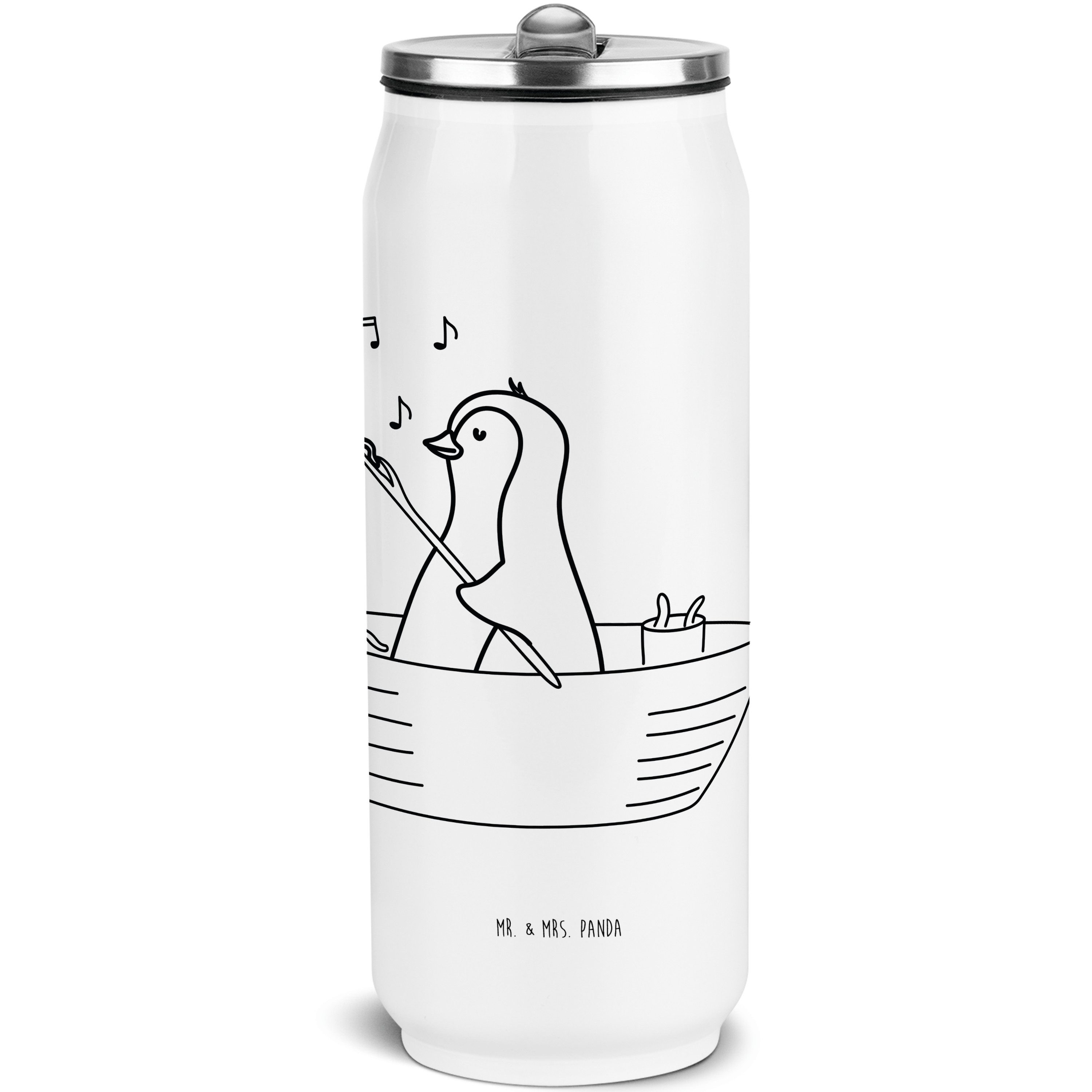 Mr. & Mrs. Panda Isolierflasche Pinguin Angelboot - Weiß - Geschenk, genießen, Lebenslust, Angeln, Tr, Doppelwandiger Edelstahl.