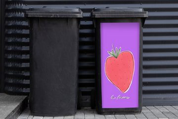 MuchoWow Wandsticker Erdbeere - Obst - Zitate (1 St), Mülleimer-aufkleber, Mülltonne, Sticker, Container, Abfalbehälter