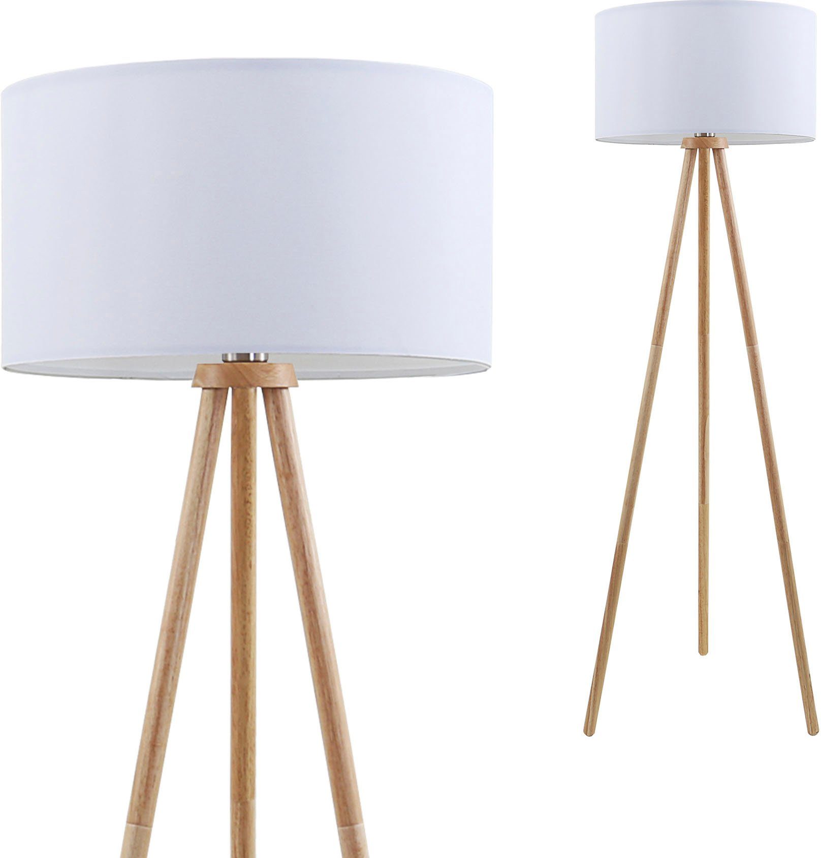 Briloner Leuchten Stehlampe 1379016 Floor, ohne Leuchtmittel, Warmweiß, Holz Stativ, Stoffschirm, inkl. Kabelschalter, exkl. 1x E27 max. 60 W – Bild 5 von 5