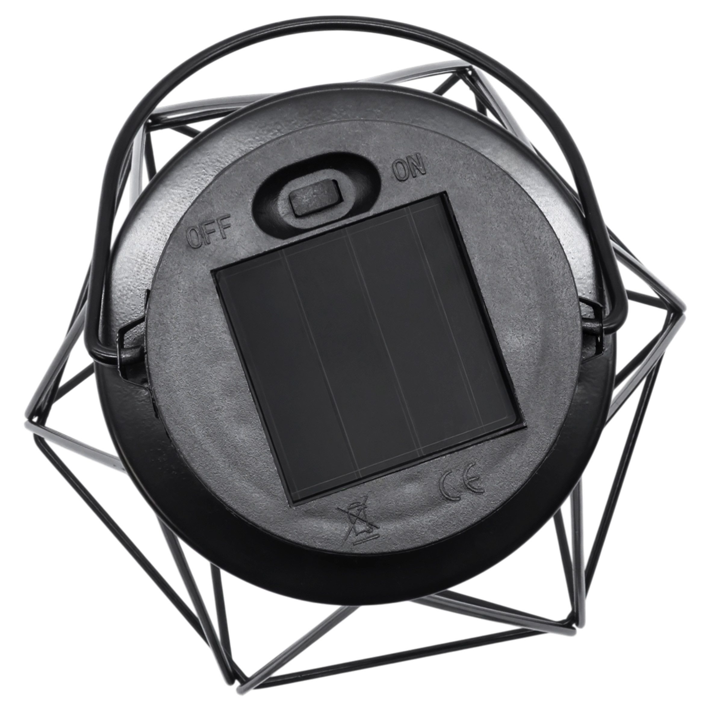 Spetebo LED Laterne Solar Laterne schwarz 18 x 15 cm zum Hängen oder Stellen, der Akku ist austauschbar, LED fest integriert, warm weiß, mit Einschaltautomatik – Bild 5 von 5