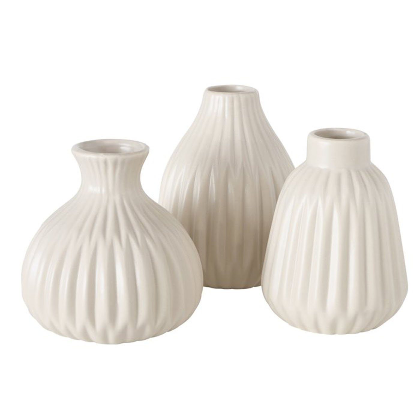 BOLTZE Tischvase Deko Vase im 2er Set aus Keramik Mattes Design Beige