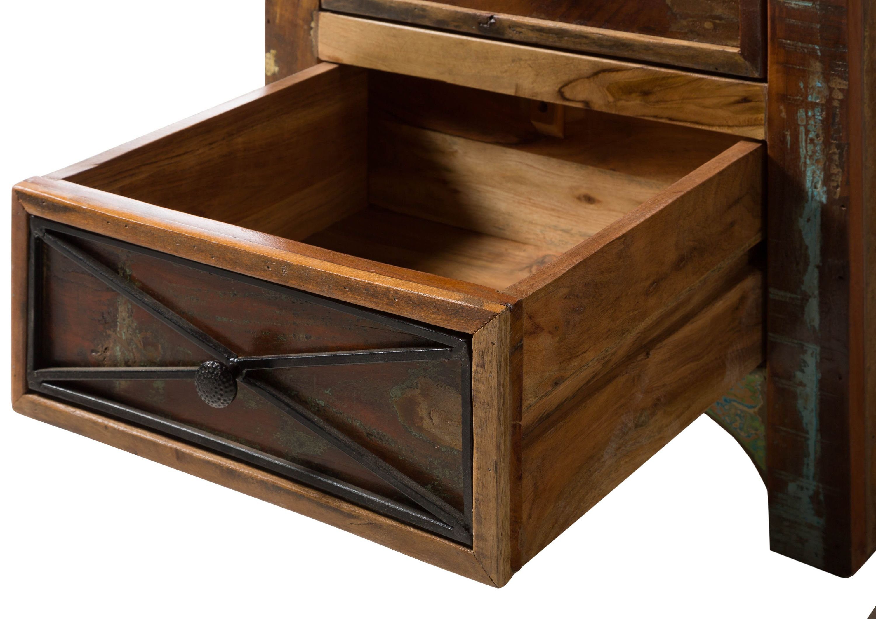 Massivmoebel24 Kommode NATURE OF SPIRIT (Massivholz), Kommode Altholz 55x45x122 mehrfarbig lackiert NATURE OF SPIRIT #129