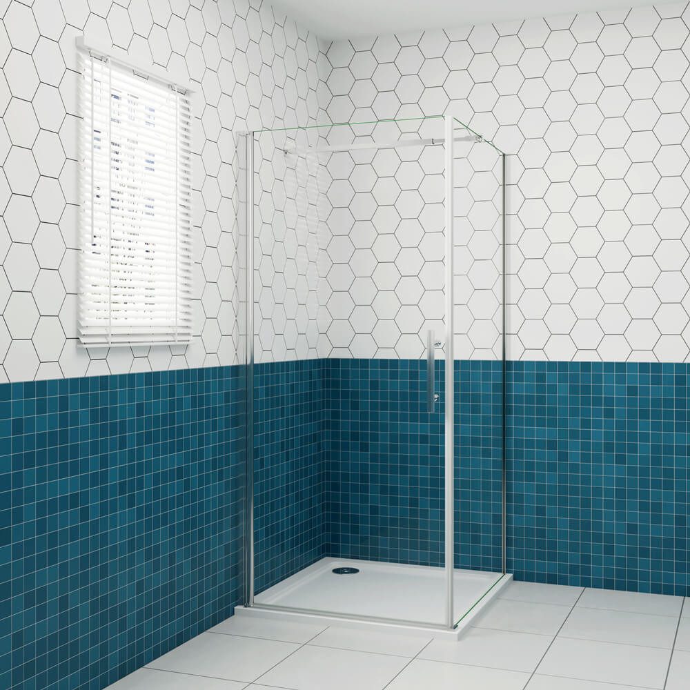 duschspa Eckdusche 185cm klares Nano Glas Drehtür mit Seitenwand Eckeinstieg Duschkabine, BxT: 70x76 cm, Glas, Nano Glas, Set, ebenerdiger Einbau möglich