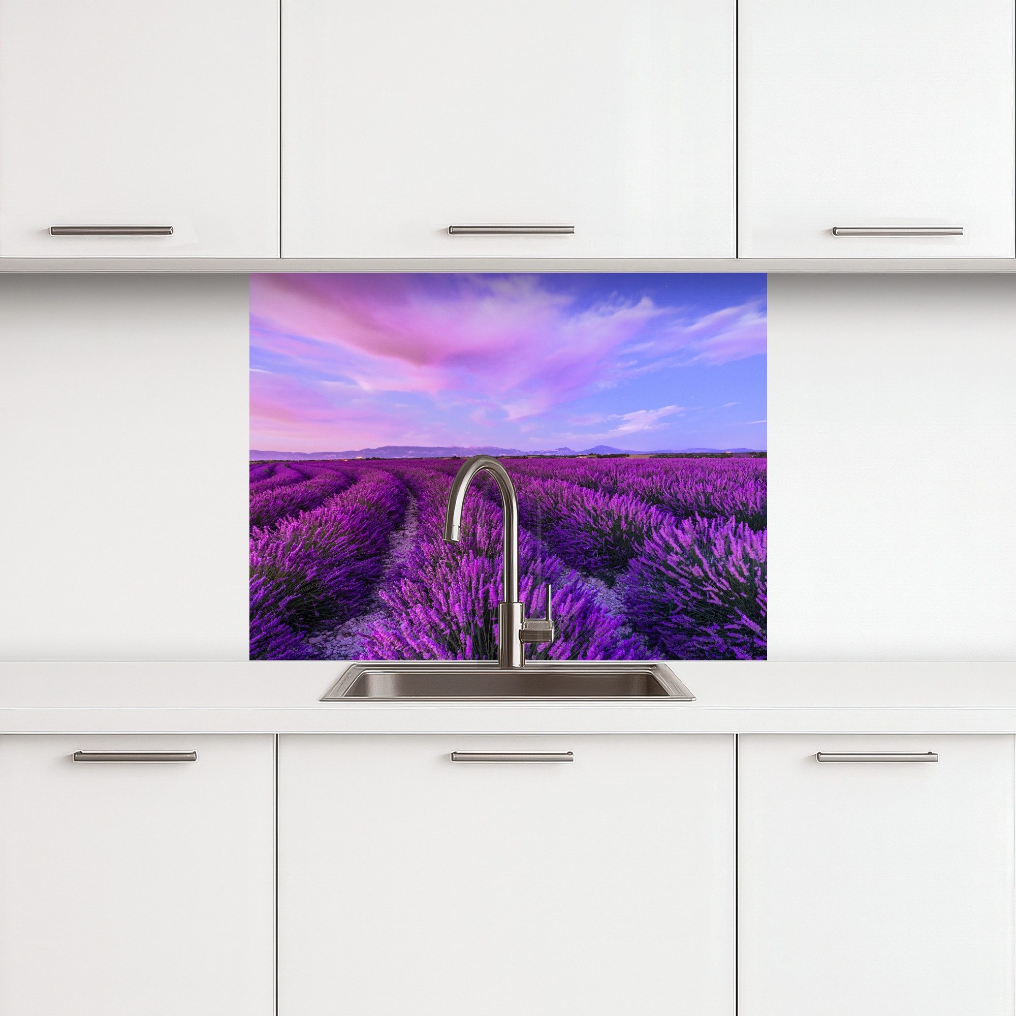 KitchenYeah Küchenrückwand selbstklebend Lavendel - Lila - Blumen - Natur, günstig online kaufen