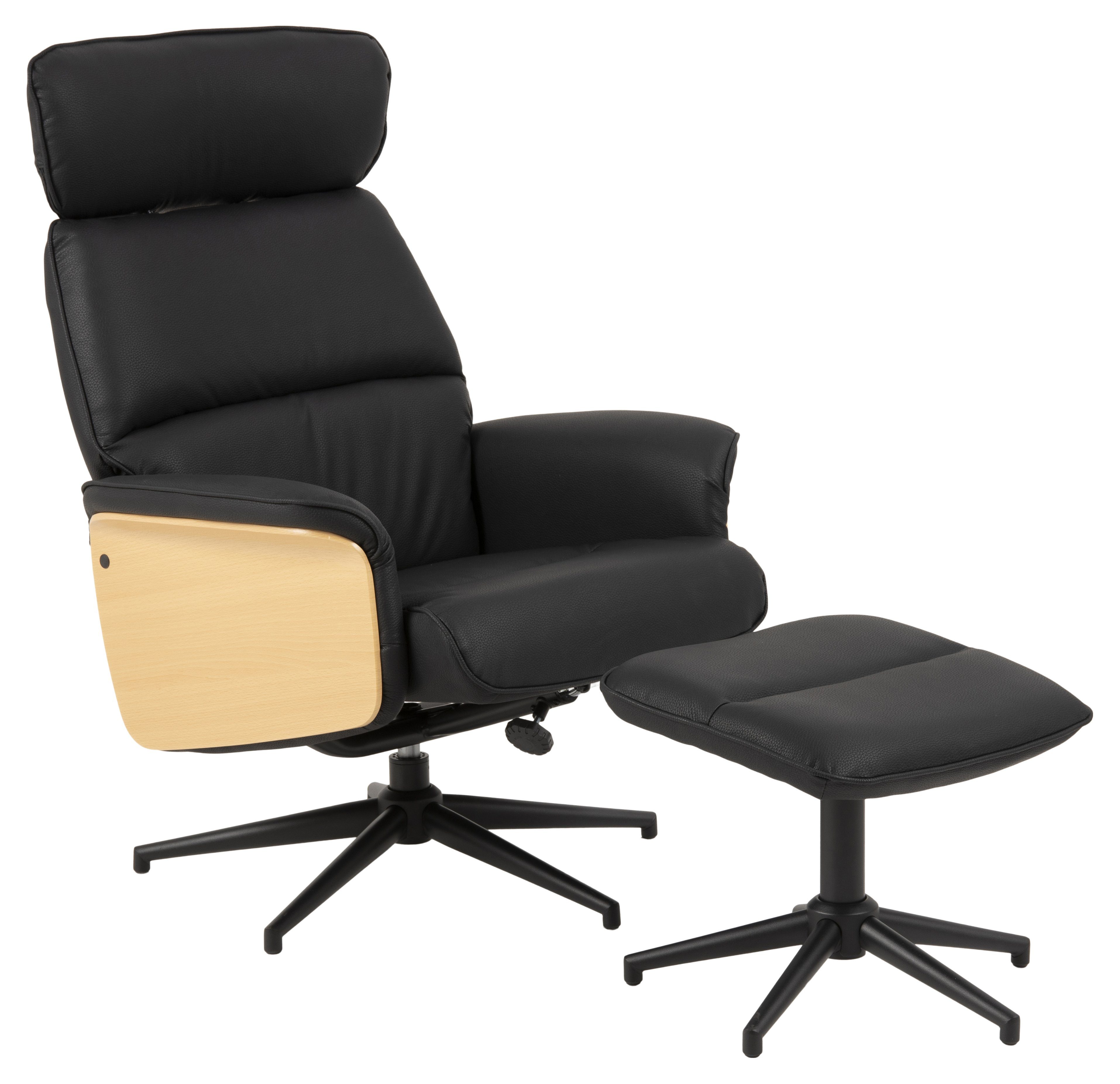 ebuy24 Relaxsessel Alumi Sessel mit Hocker schwarz.