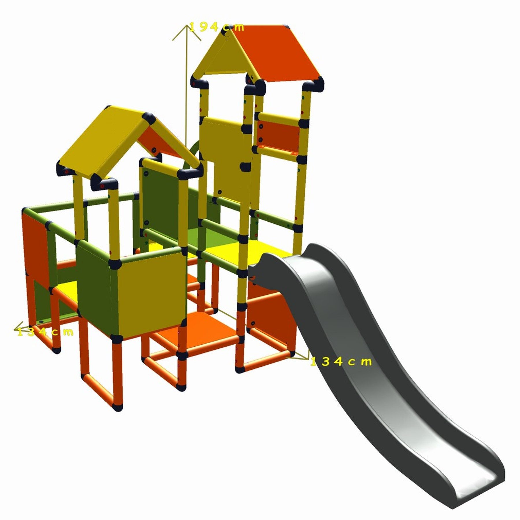 move and stic Klettergerüst "Moritz" Motoriktrainer für Kleinkinder mit Rutsche Konstruktions-Spielset, (aus recyclebarem UV-beständigem Kunststoff), Indoor Outdoor, für das Kinderzimmer oder den Garten