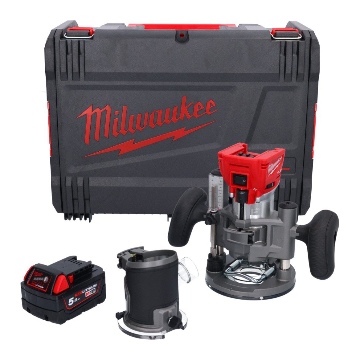 Milwaukee Oberfräse M18 FTR-501X Akku Fräse 18 V Brushless + 1x Akku 5,0 Ah + Fräsmodule