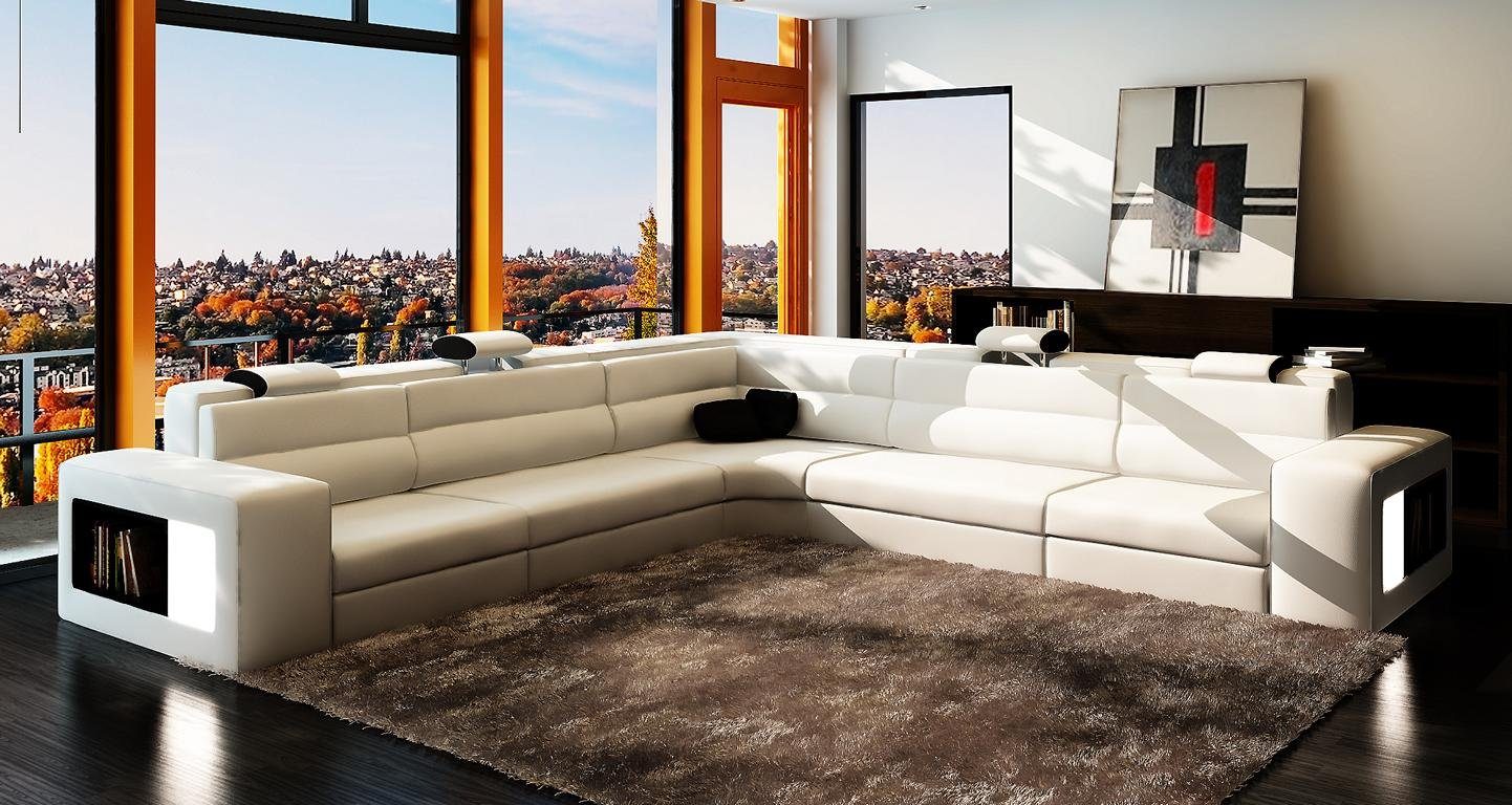 Brandneu, Sofa großes JVmoebel Luxus L-Form Eckgarnitur+LED Made Orange Europe Ecksofa in