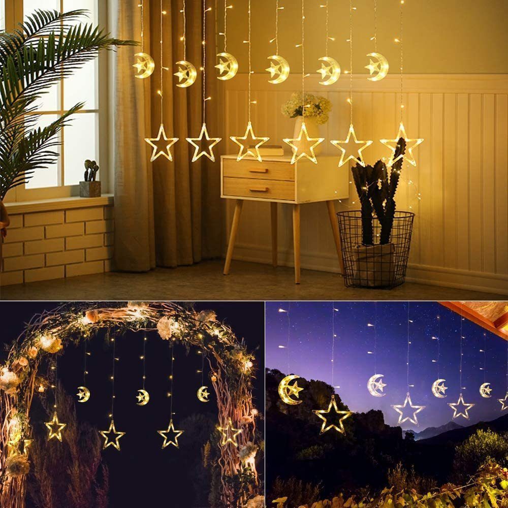 Elegear Lichtervorhang 2/2,2 M Weihnachtsdeko Lichterkette mit 8 Modi, Memo günstig online kaufen