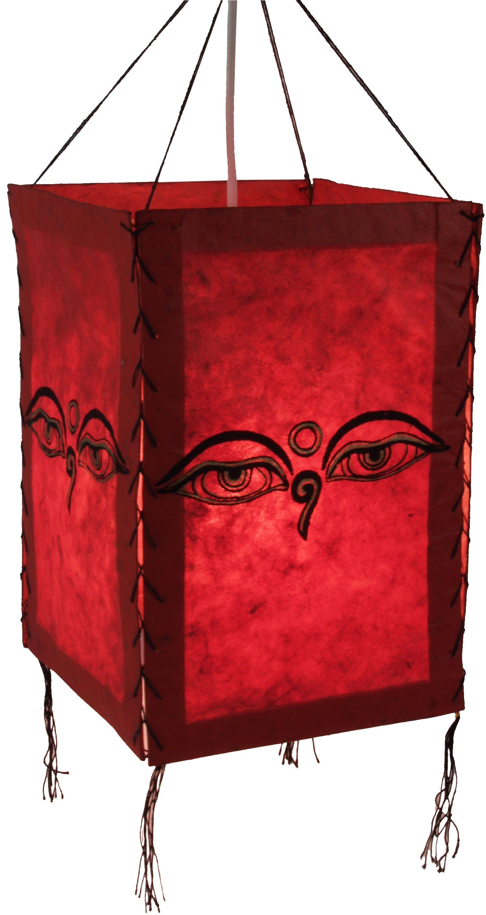 Guru-Shop Deckenleuchten Lokta Papier Hänge Lampenschirm, Deckenleuchte.., Leuchtmittel nicht inklusive Buddha Augen rot