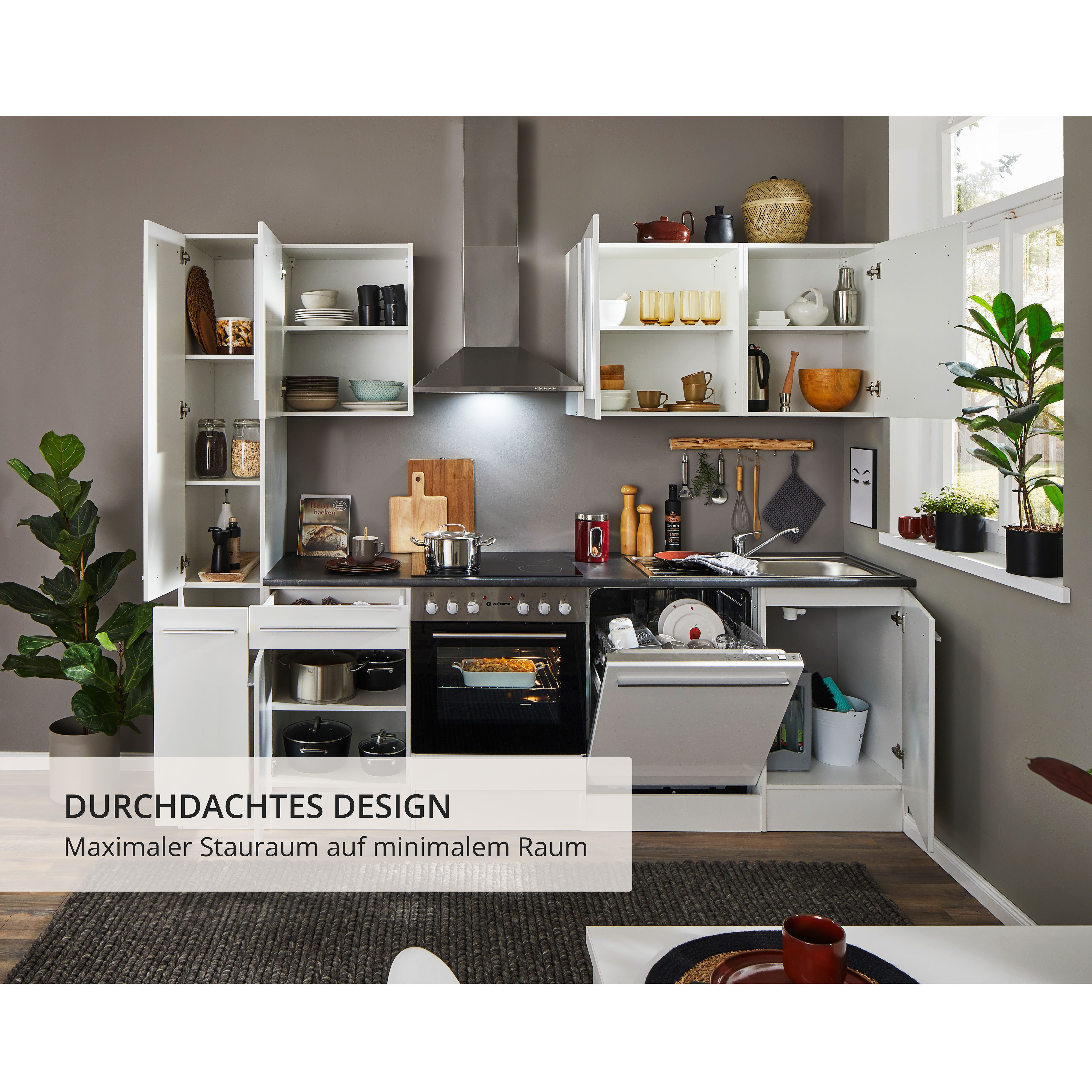BASIC by Balculina Küchenzeile Jazz, Breite 250 cm, wahlweise mit E-Geräten