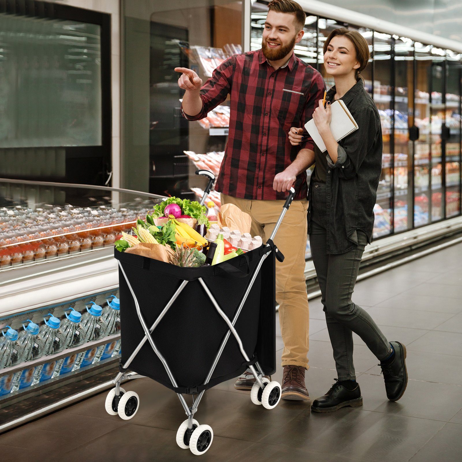 COSTWAY Einkaufstrolley, 90 l, bis 55 günstig online kaufen