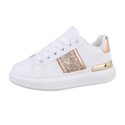 Ital-Design Damen Low-Top Freizeit Sneaker (86344947) Flach Sneakers Low in Weiß