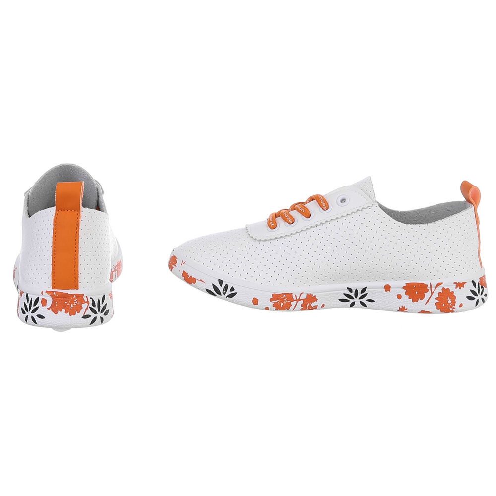 Ital-Design Stylischer Freizeitschuh mit floralem Sohlenrand Sneaker (91554302) Flach Sneakers Low in Weiß – Bild 5 von 5