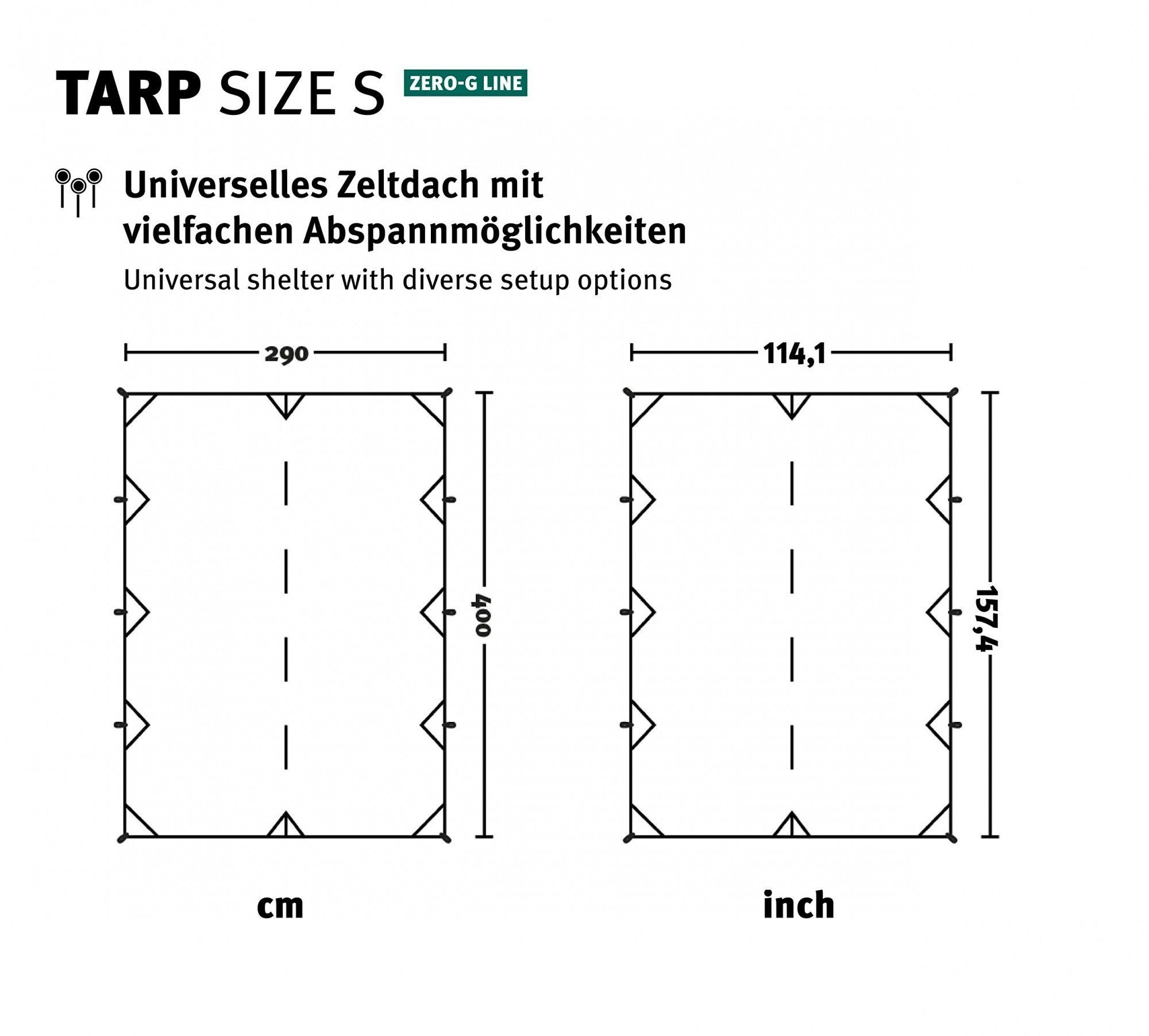 Tents Tarp Personen: Zero-G 290 - S cm, 400 Wechsel 4, Zeltdach, Tarp-Zelt Ultraleicht x Grün Line,