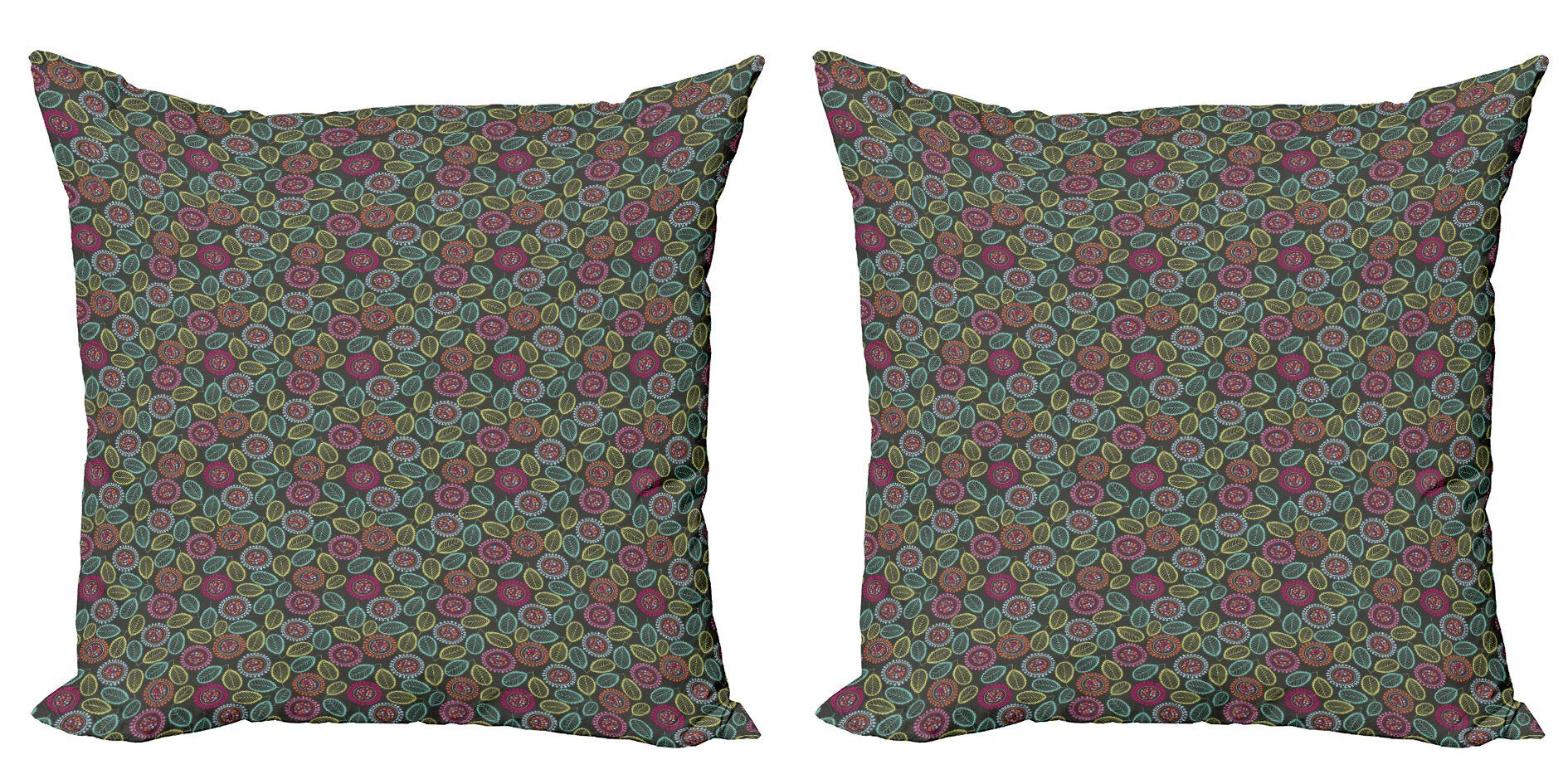 Kissenbezüge Modern Accent Doppelseitiger Digitaldruck, Abakuhaus (2 Stück), Blume Zusammenfassung Laub in Blooms | Kissenbezüge