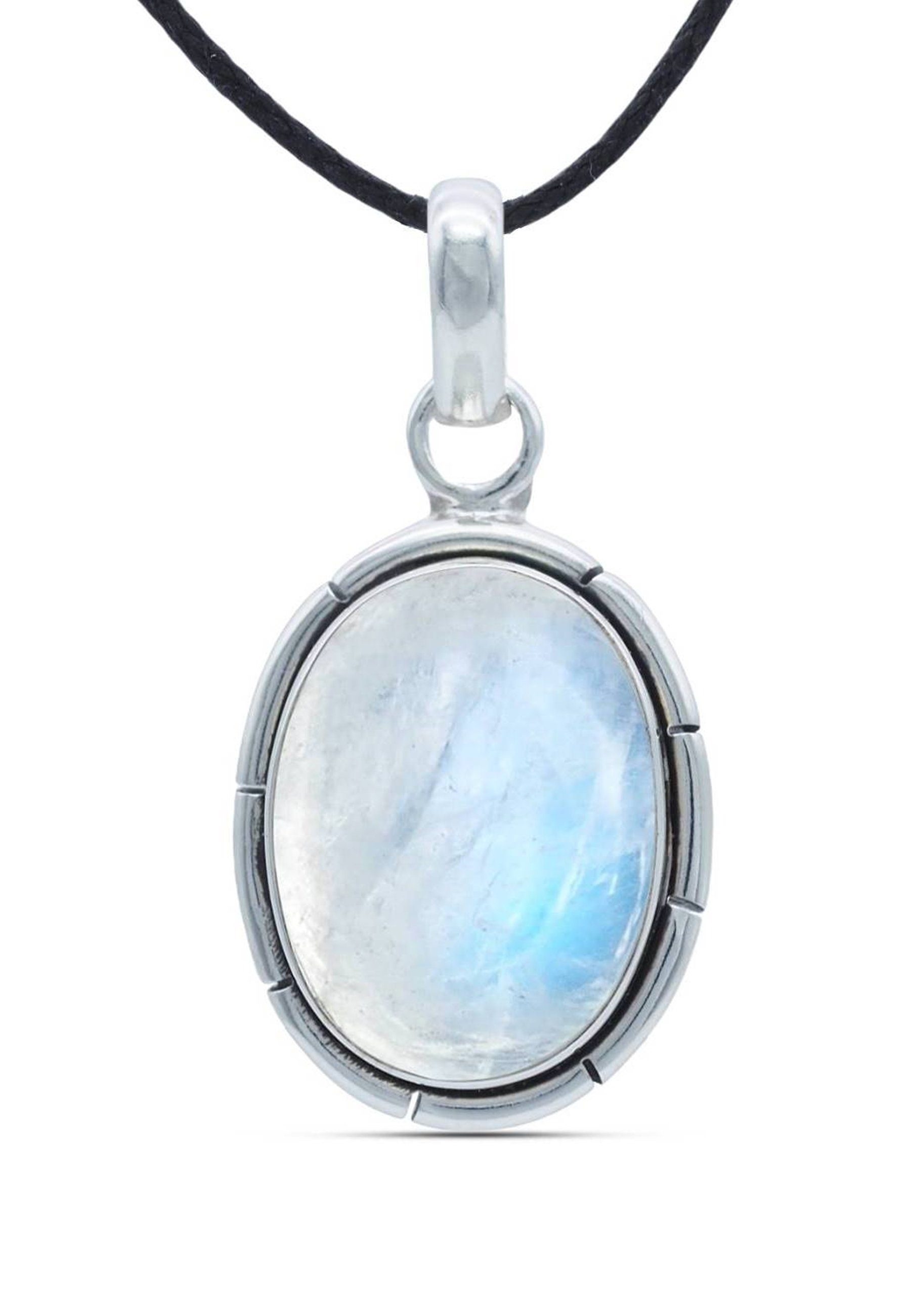 mantraroma Kettenanhänger 925er Silber mit Regenbogen Mondstein