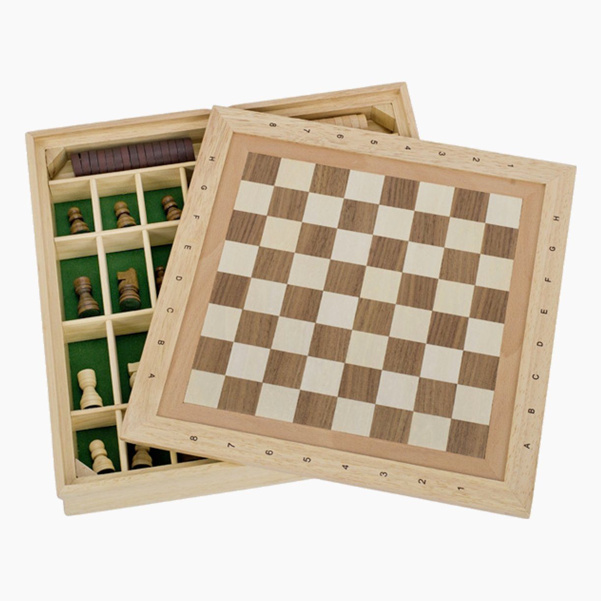 goki Spielesammlung, strategiespiel Spiele-Set Schach, Dame und Mühle, Mehr Standfestigkeit durch breite Figuren