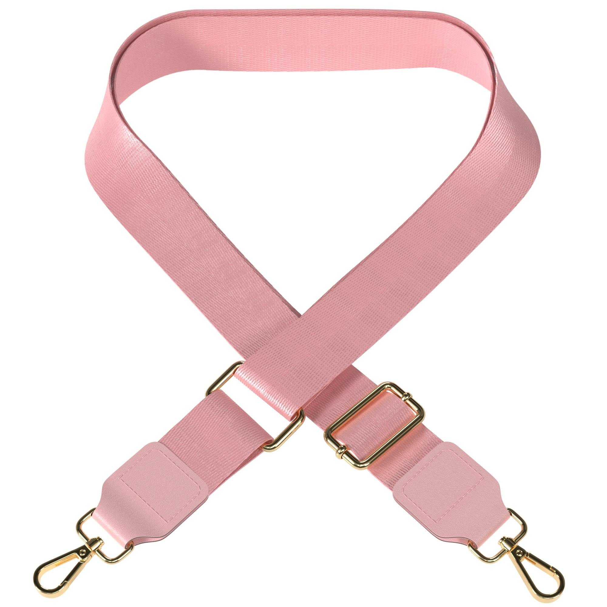 EAZY CASE Schulterriemen Schultergurte für Taschen unifarbend Dünner Riemen zum Umhängen für Umhängetasche Schmal Wechselgürtel Rosa Rosa - Metall Gold | Schulterriemen
