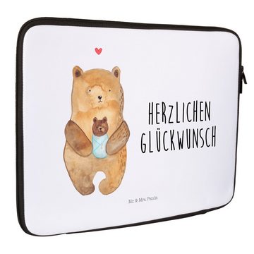 Mr. & Mrs. Panda Laptop-Hülle Bär mit Baby - Weiß - Geschenk, Nichte, Enkel, Geburtstag, Notebook T