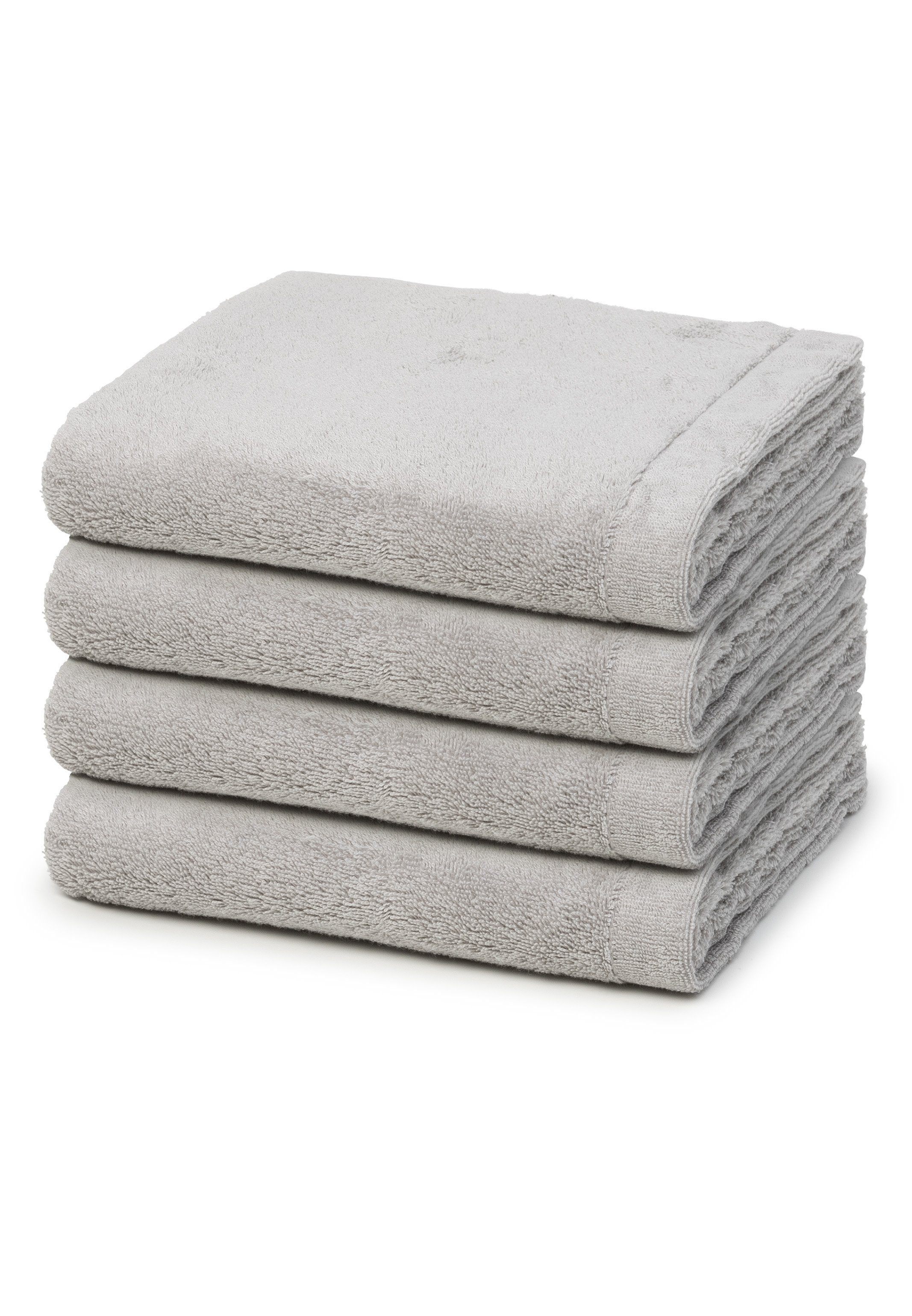 Cawö Handtuch Set Lifestyle, Walkfrottee, (Spar-Set, 4-tlg), 4 X Handtuch im Set - Baumwolle - Weich und extra flauschig Platin