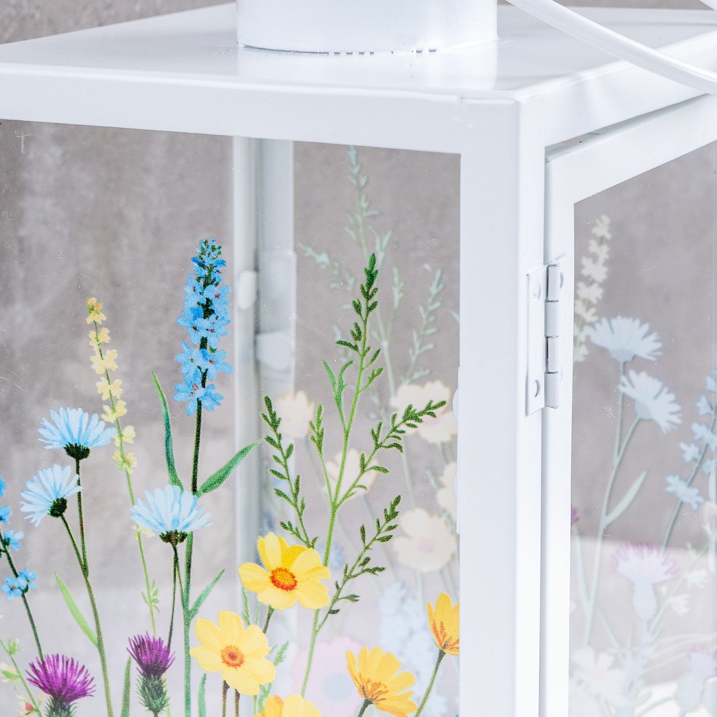 Levandeo® Kerzenlaterne Laterne H25cm Metall Weiß Blumen Frühlingsdeko Windlicht Sommer Tischd – Bild 5 von 5