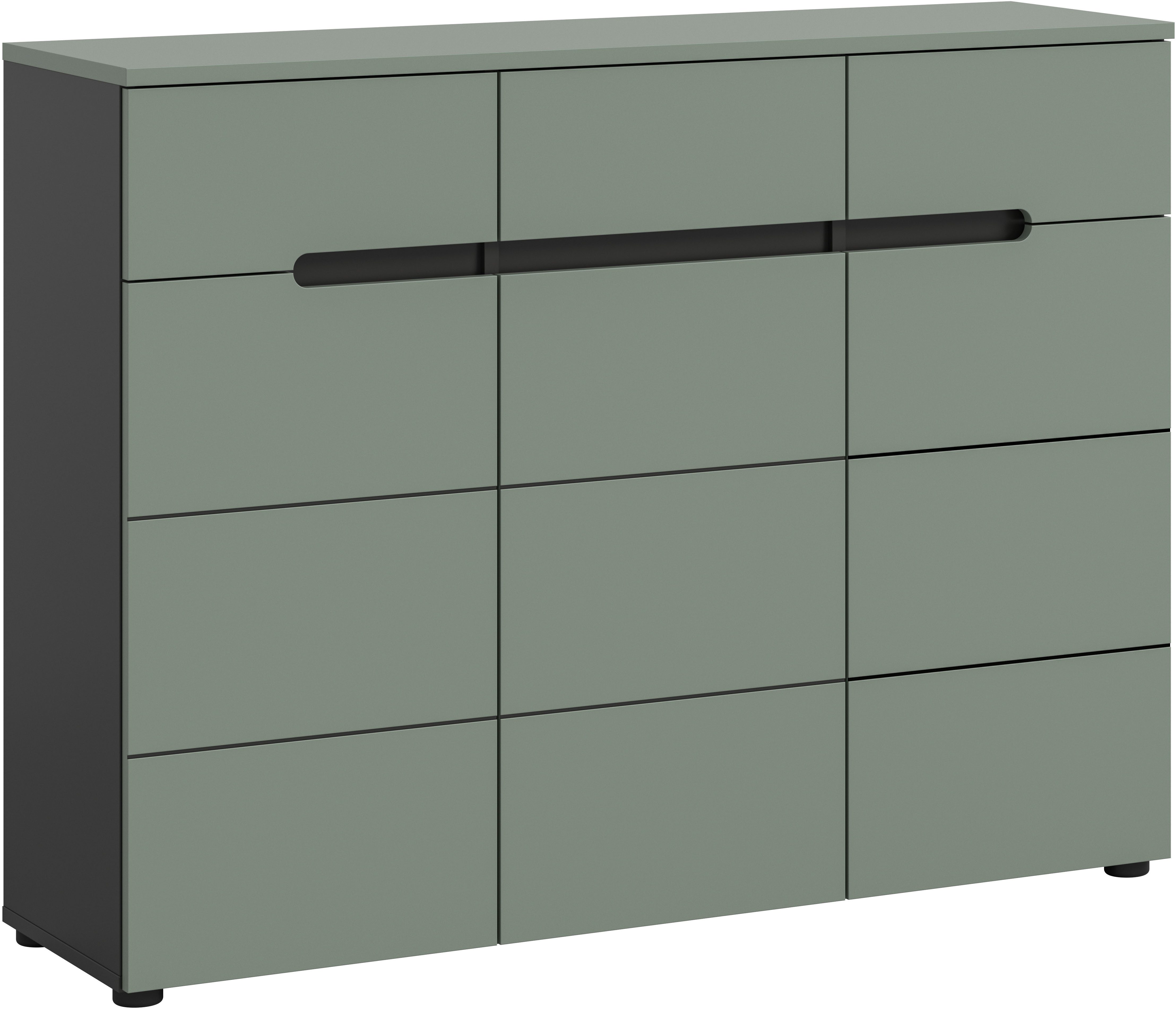 INOSIGN Garderobenschrank REHAT, TOPSELLER!, Breite 120 cm, 3 Türen, 3 Schubkästen, 12 Fächer (1-St., in verschiedenen Farben erhältlich, Platz für ca. 24 Paar Schuhe) Schuhschrank, Kommode, Schuhkommode, Anrichte, Sideboard