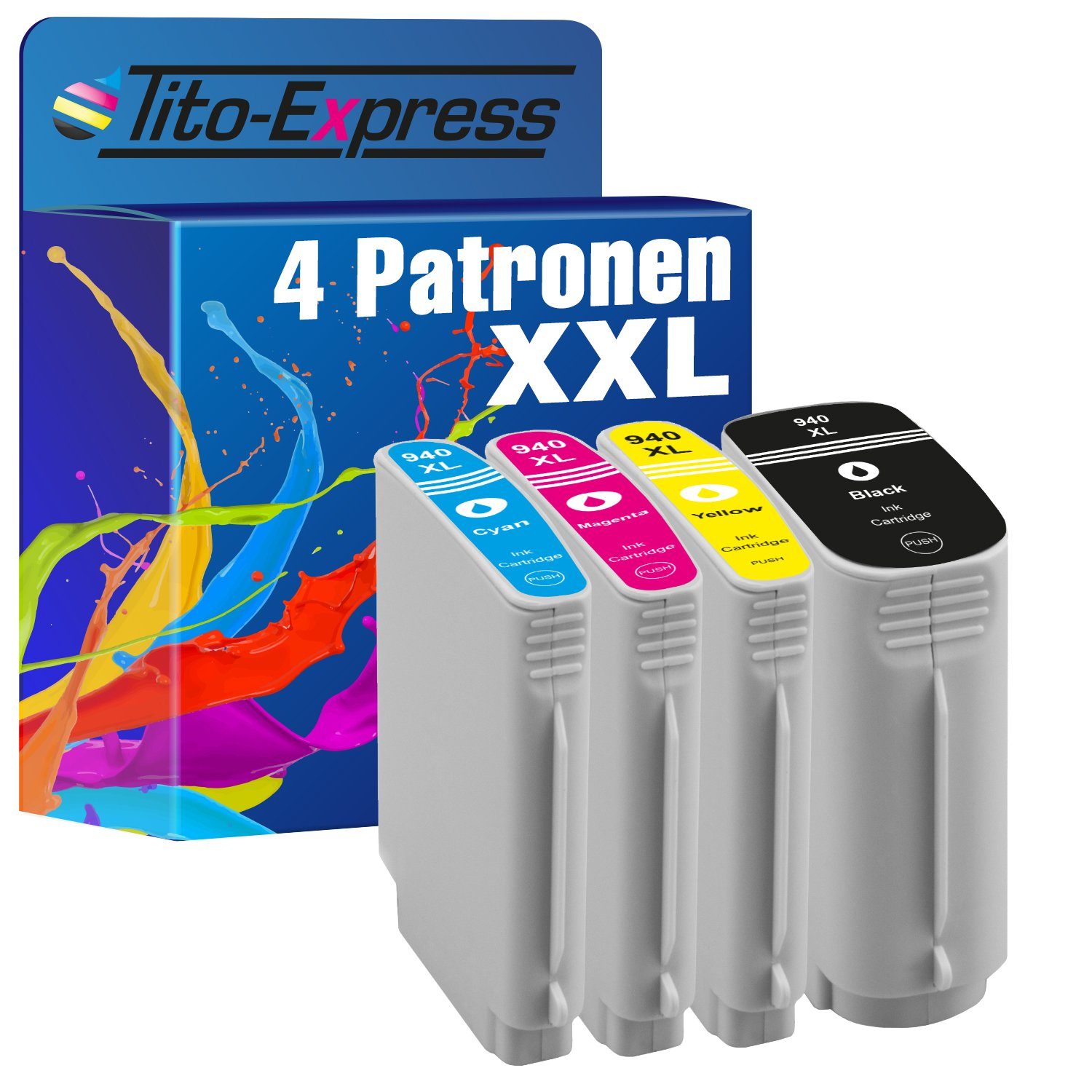 4er Premium) A Pro 940XL OfficeJet HP Set 8500 (Multipack, Tito-Express ersetzt Wireless Plus 8000 XL 8500A 940 Enterprise für Tintenpatrone