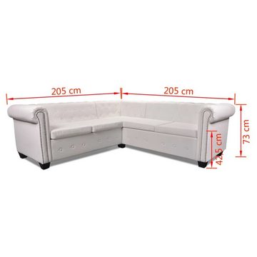 vidaXL Sofa Chesterfield Ecksofa 5-Sitzer Kunstleder Weiß