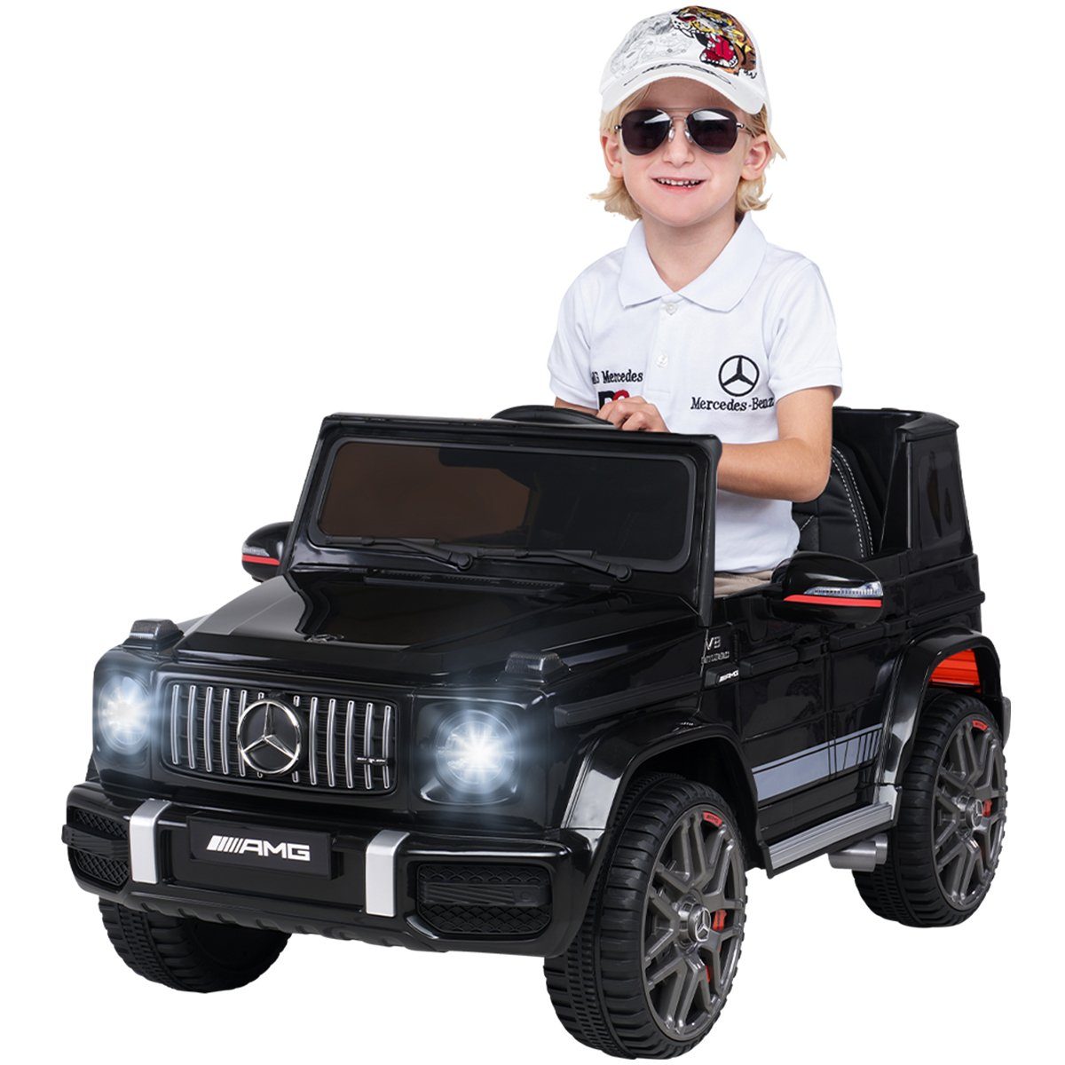 Actionbikes Motors Elektro-Kinderauto Mercedes Benz AMG G63, Kinder Elektro Auto ab 3 Jahre, Belastbarkeit 35 kg, (2-tlg), Soft-Start - Stoßdämpfer - m. Fernbedienung - Bremsautomatik