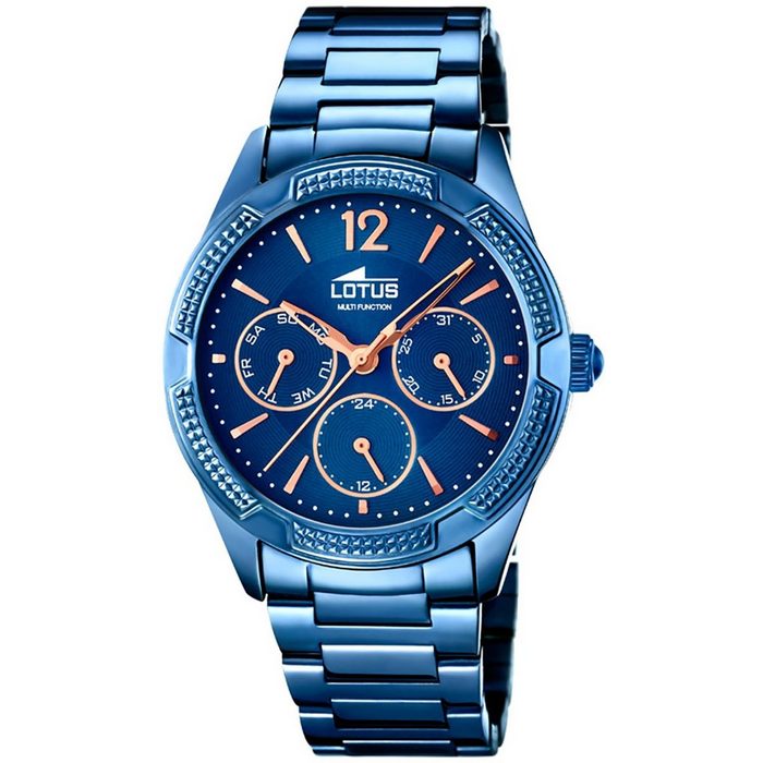 Lotus Quarzuhr Lotus Damen Uhr Fashion L18248/2 (Armbanduhr) Damen Armbanduhr rund Edelstahlarmband blau