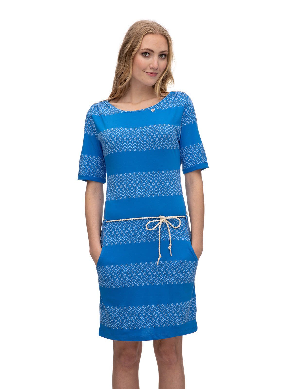 Damen Ragwear Sleeve Blue Chego Kleid Sommerkleid Long Ragwear W