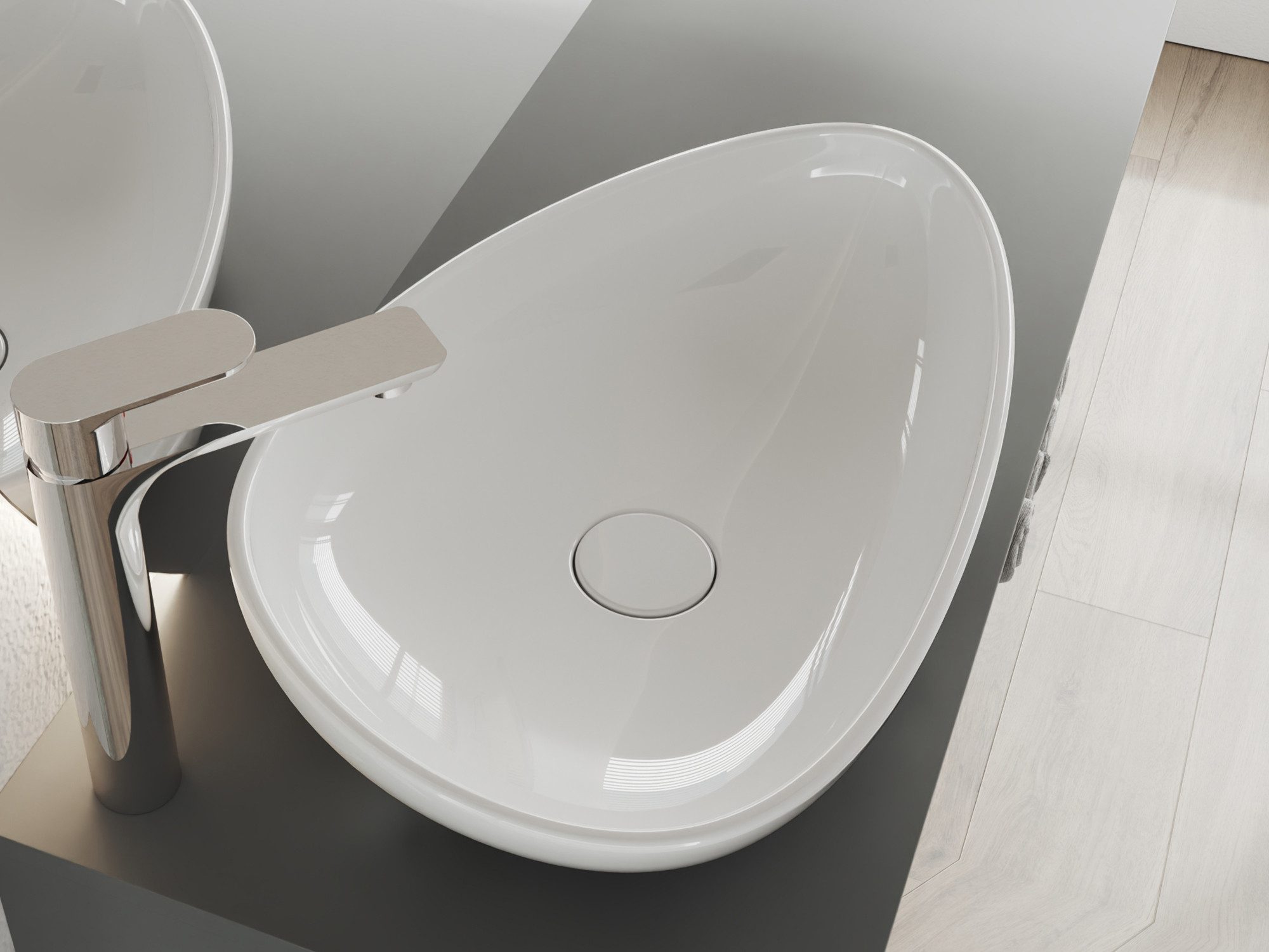 Aqua Bagno Aufsatzwaschbecken Keramikwaschschale oval 58 günstig online kaufen