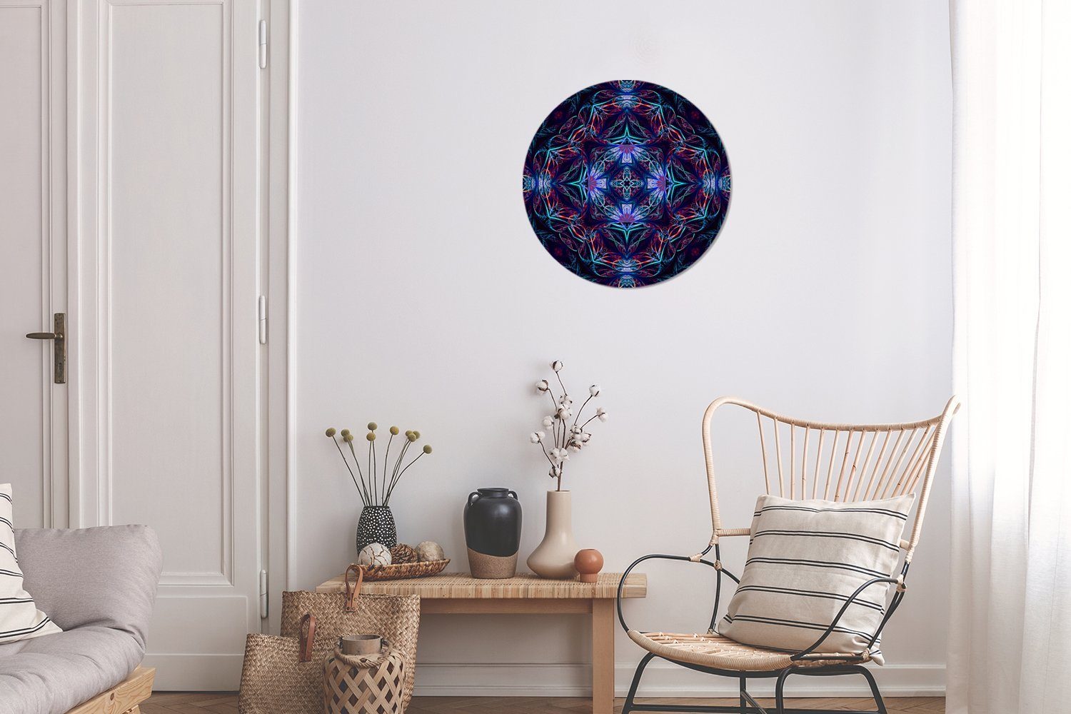 St), 30x30 MuchoWow (1 Rundes Gemälde Farben, cm Wandbild, mit mehreren buntes Ein Wanddekoration Mosaikmuster Forex, Wohnzimmer, Kreis