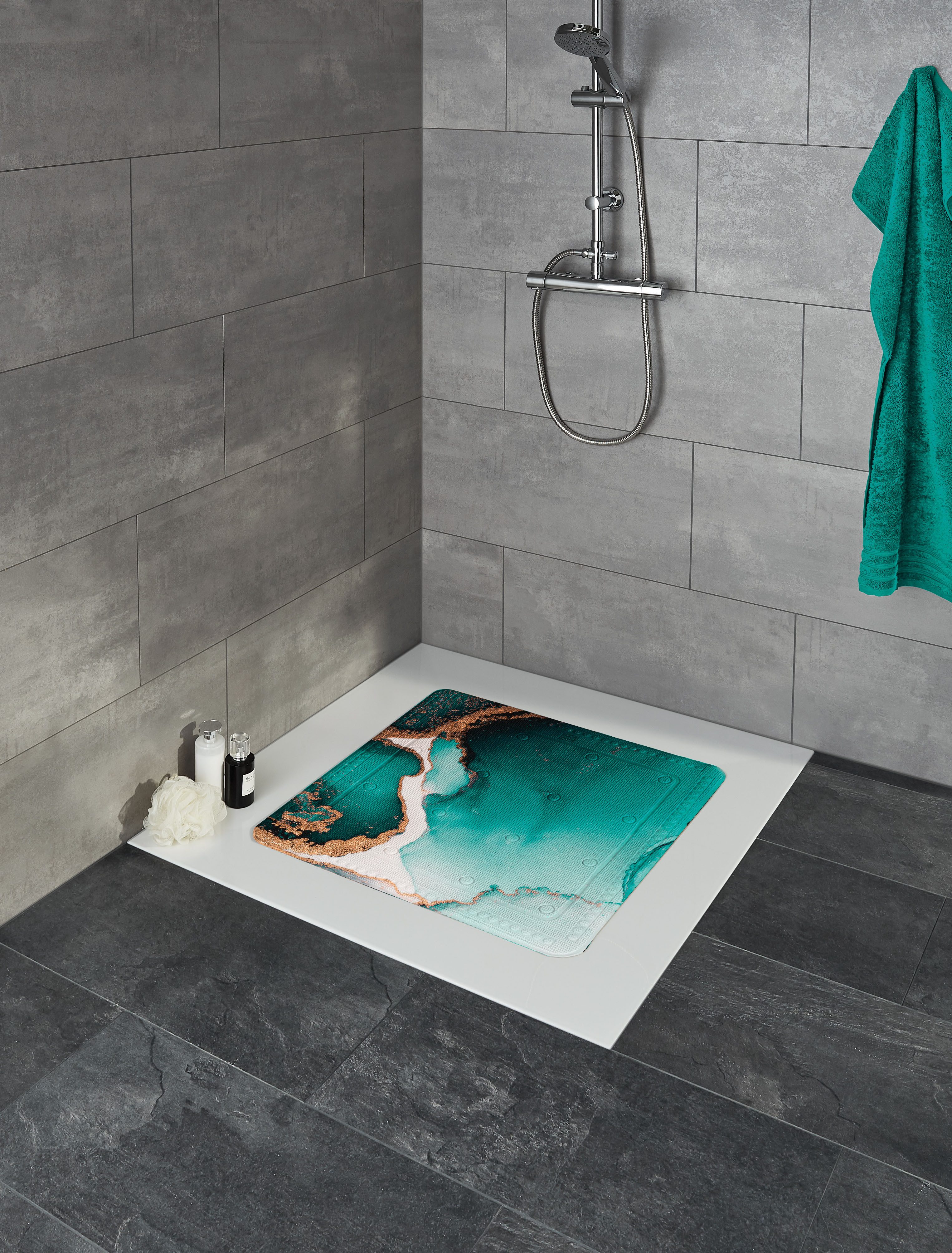Kleine Wolke Duscheinlage Teal, B: 36 cm, L: 92 cm, für die Dusche