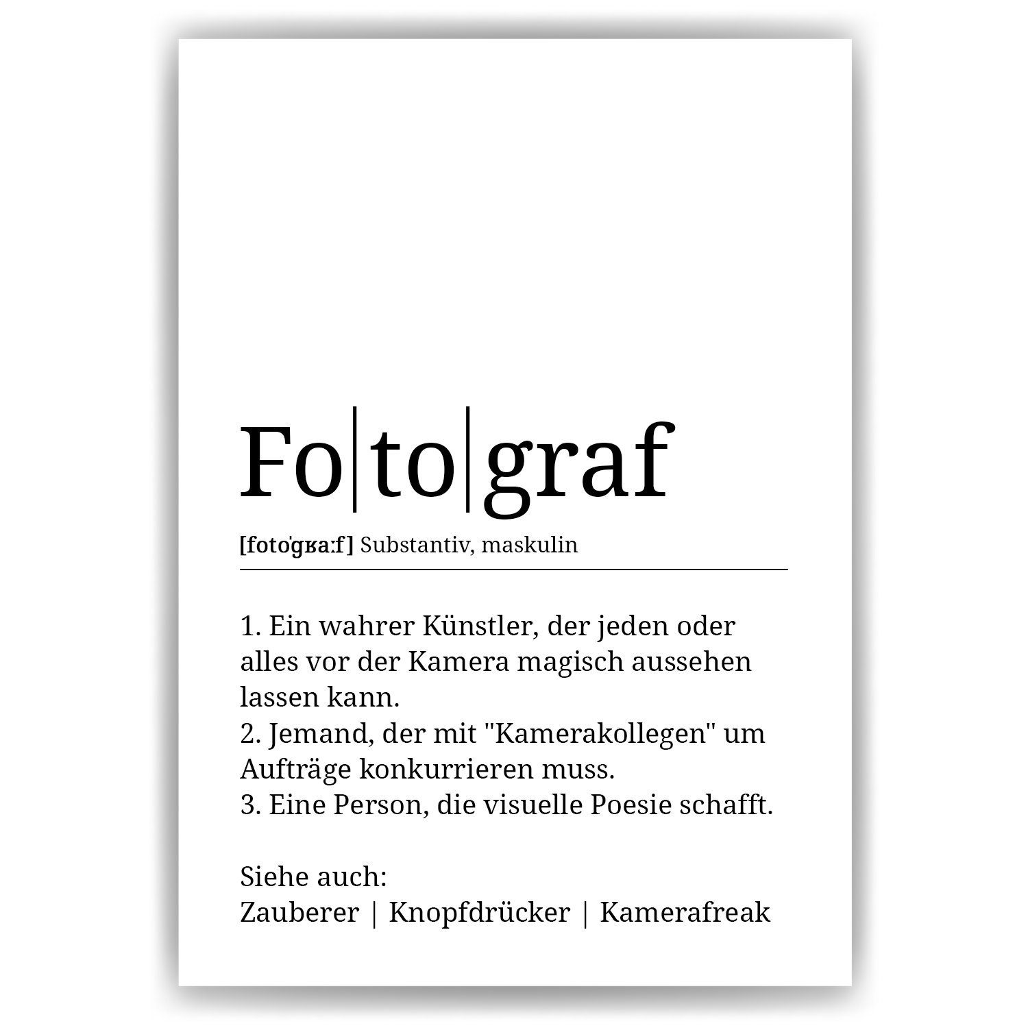 Fotograf Mitarbeiter Tigerlino Definition Wandbild Poster Geschenk
